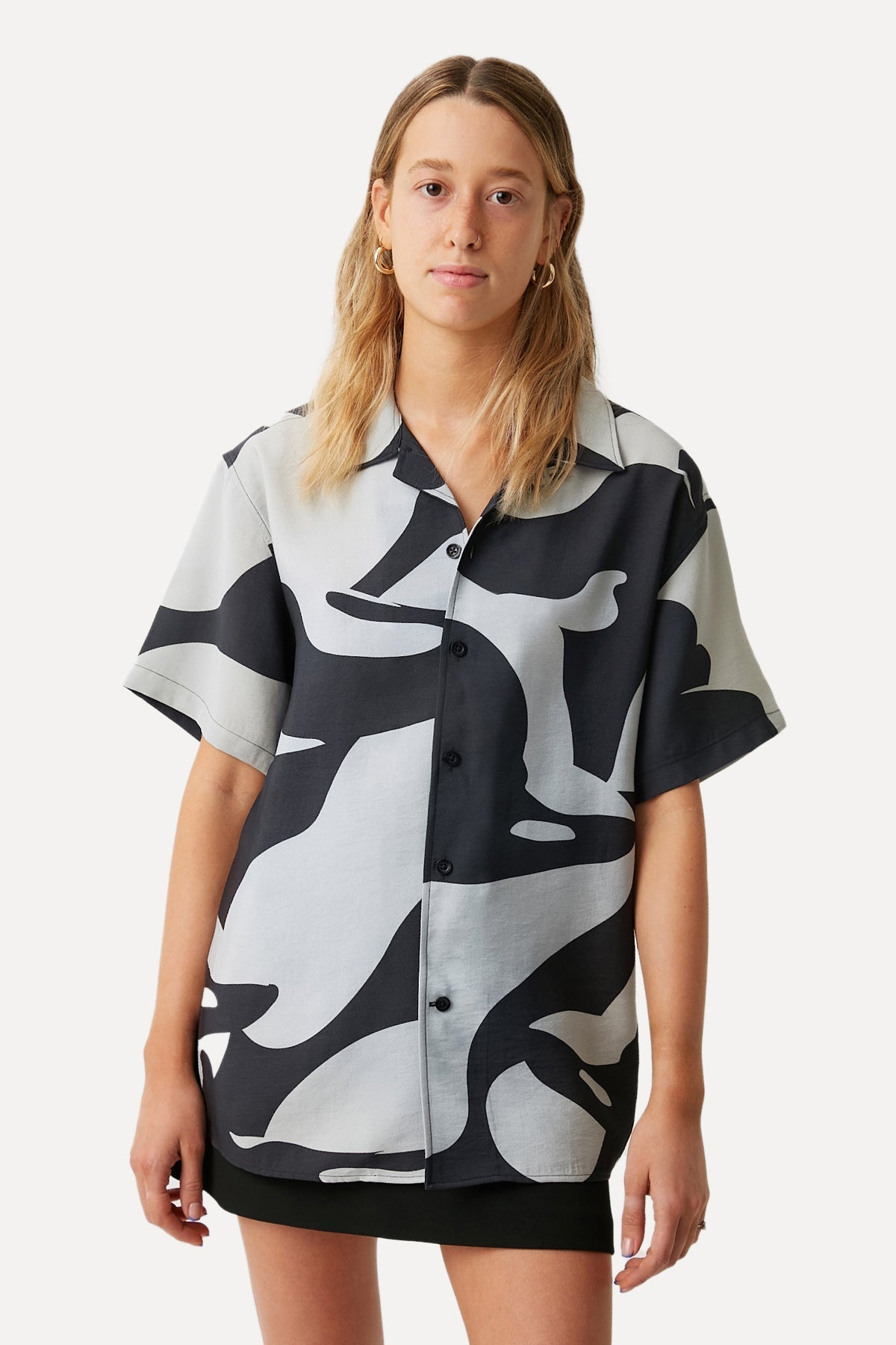 Orca All Over Print Oversize Shirt - Black