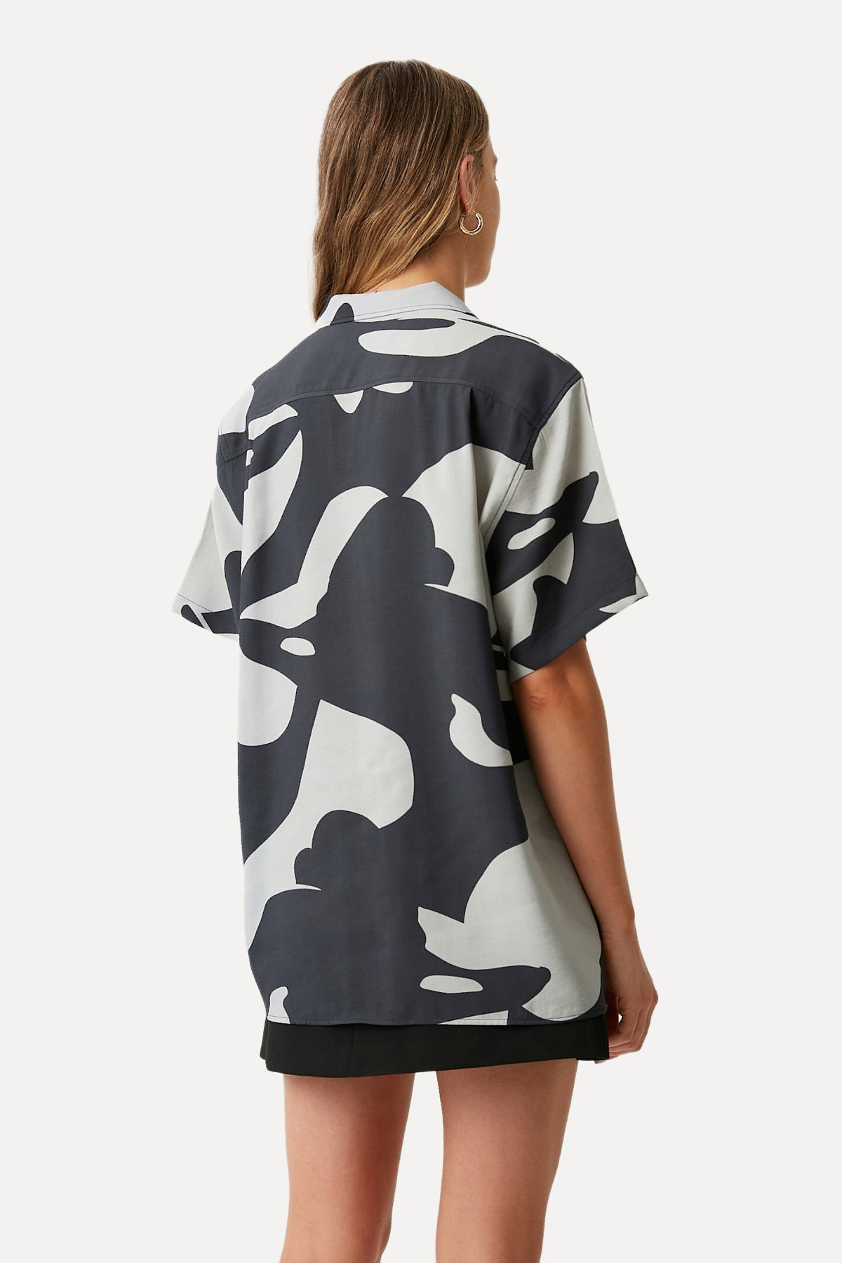 Orca All Over Print Oversize Shirt - Black