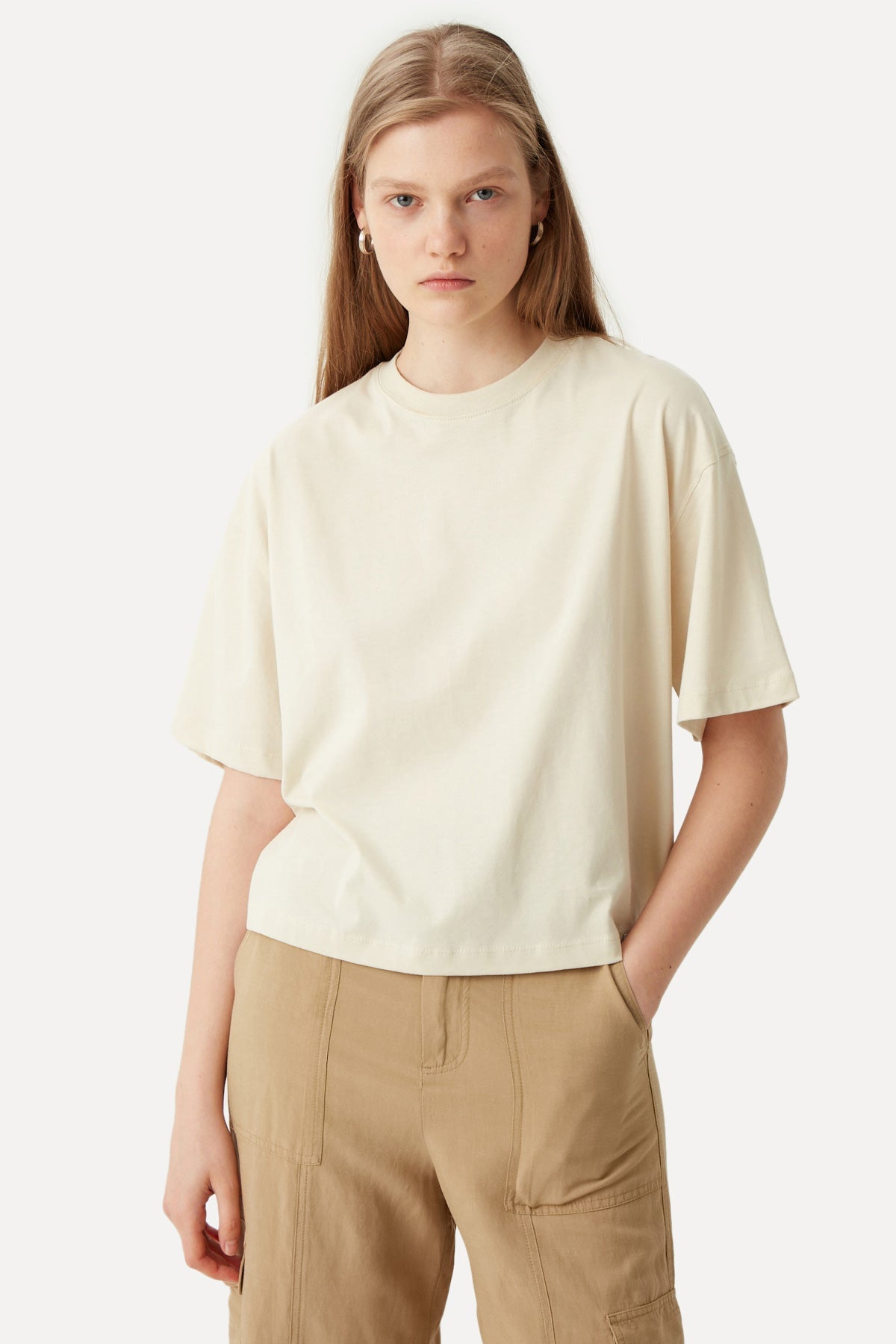 Wild Free Beautiful Oversize Crop T-Shirt - Beige
