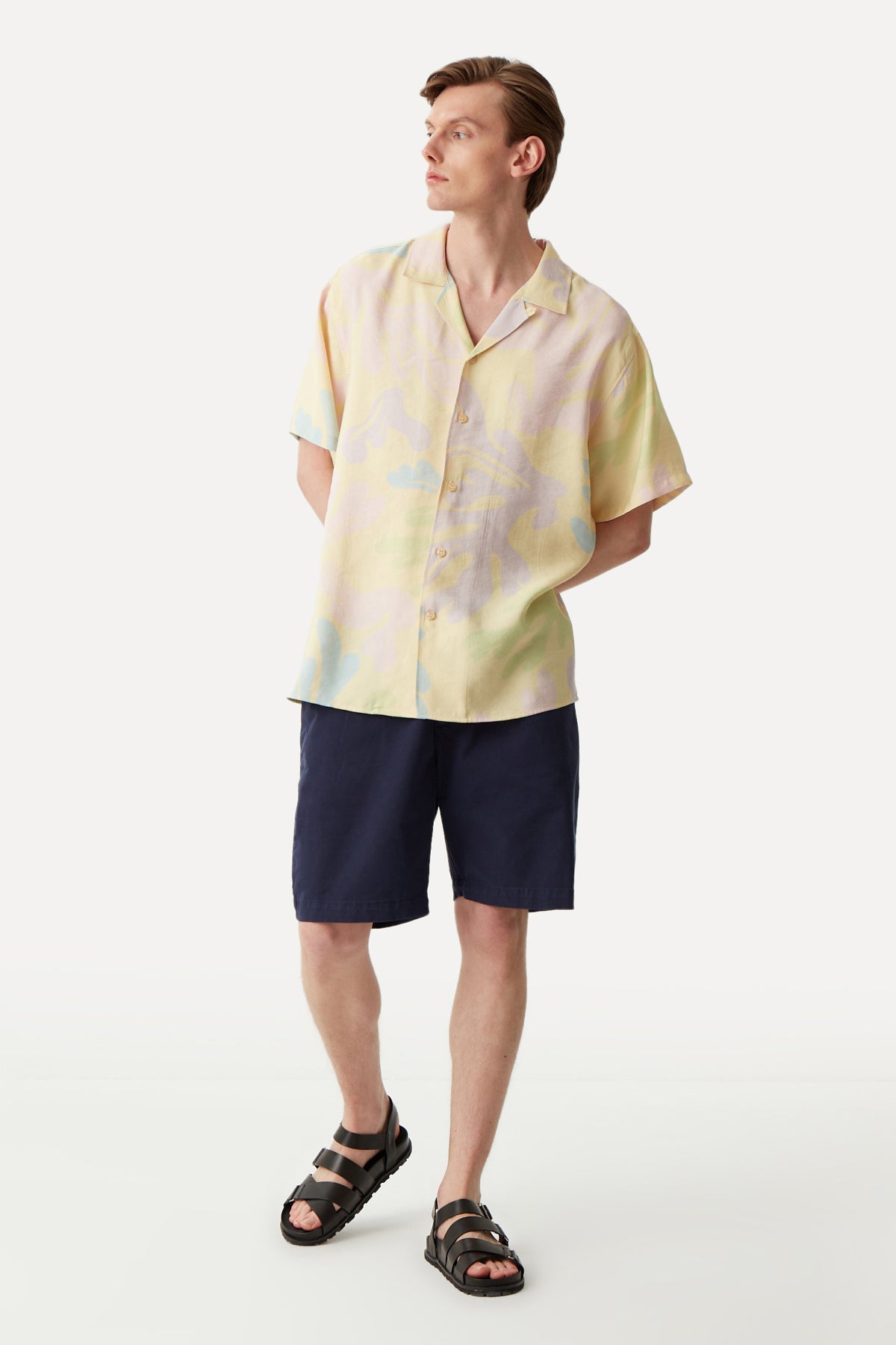 Coral All Over Print Oversize Shirt - Yellow