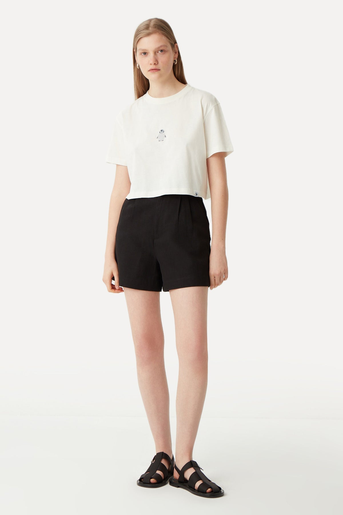 Baby Emperor Penguin Crop T-shirt - White