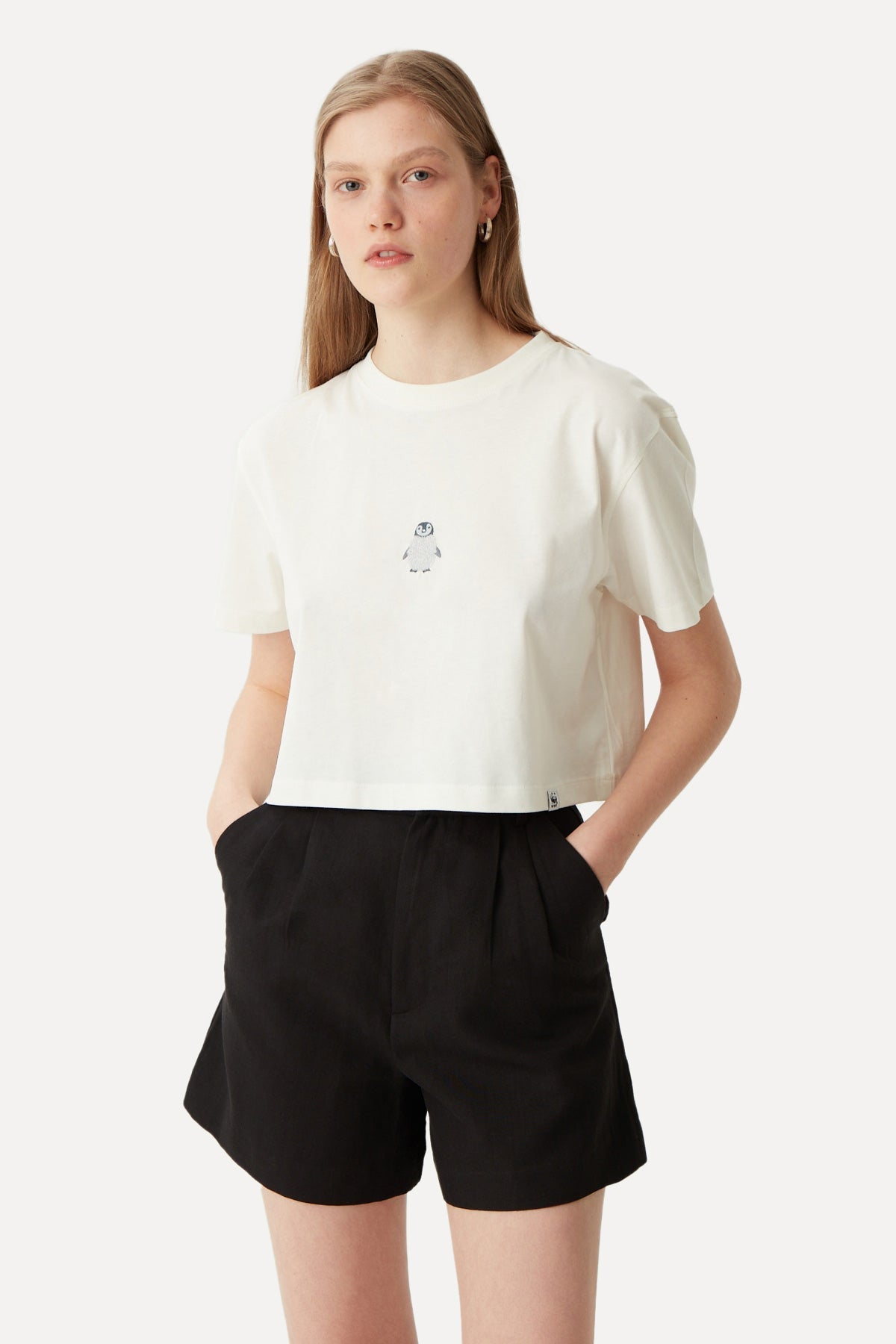 Baby Emperor Penguin Crop T-shirt - White