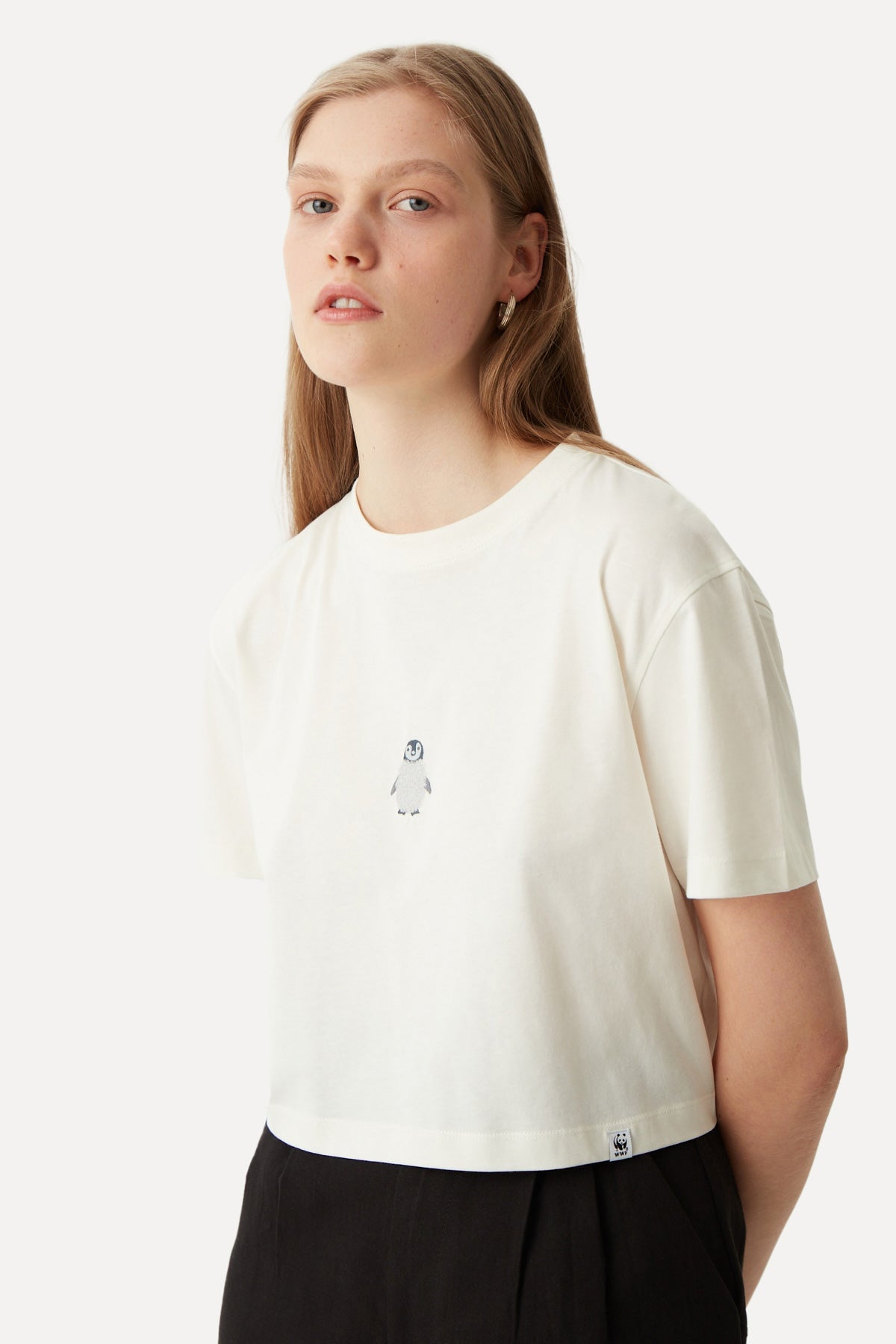 Baby Emperor Penguin Crop T-shirt - White