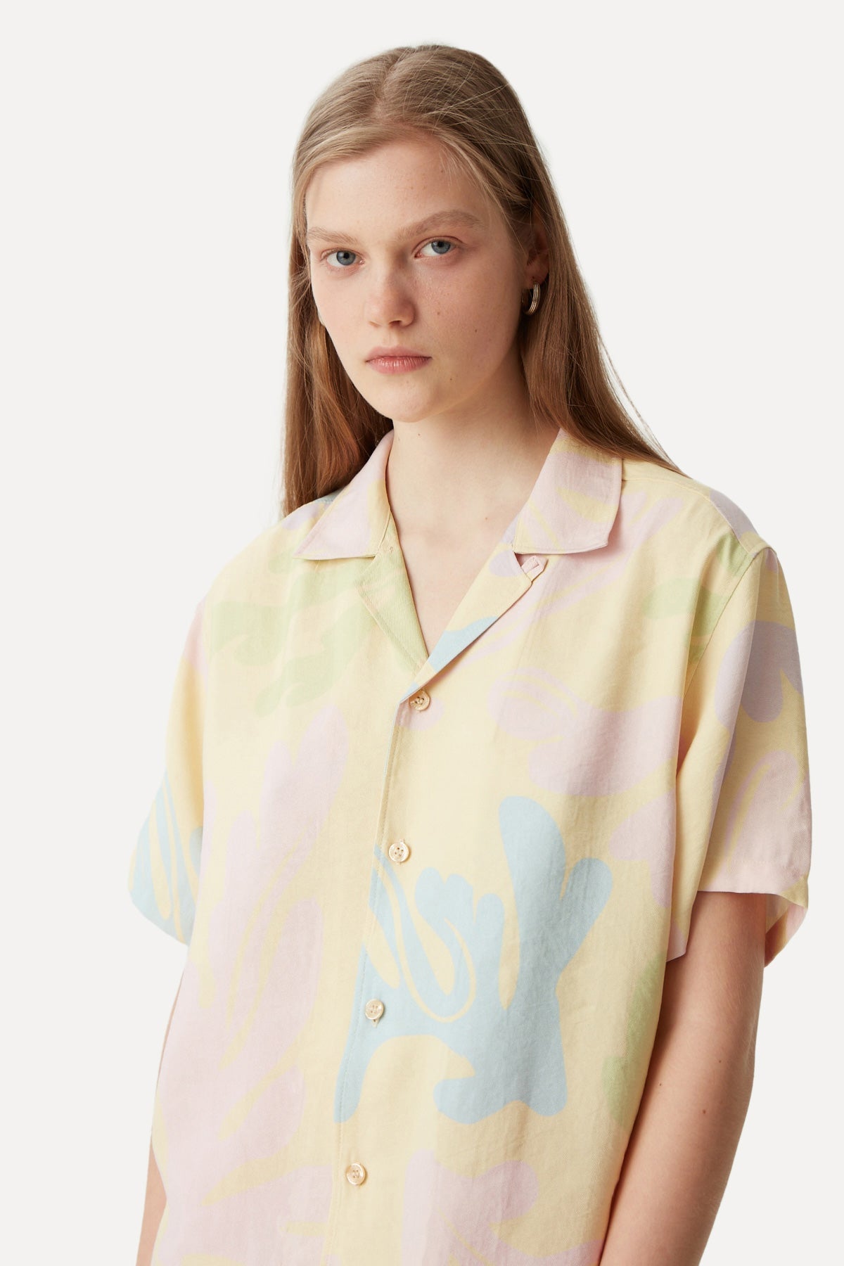 Coral All Over Print Oversize Shirt - Yellow