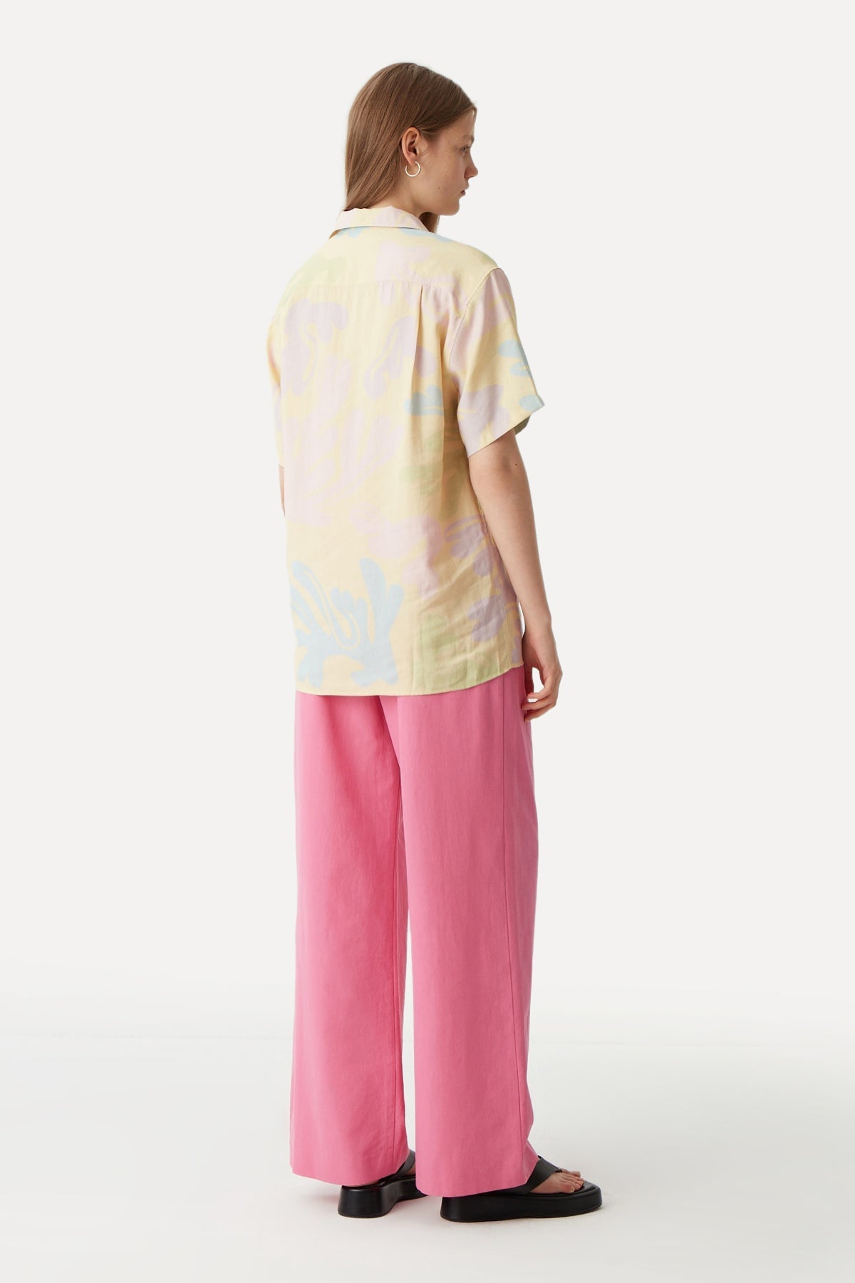 Coral All Over Print Oversize Shirt - Yellow