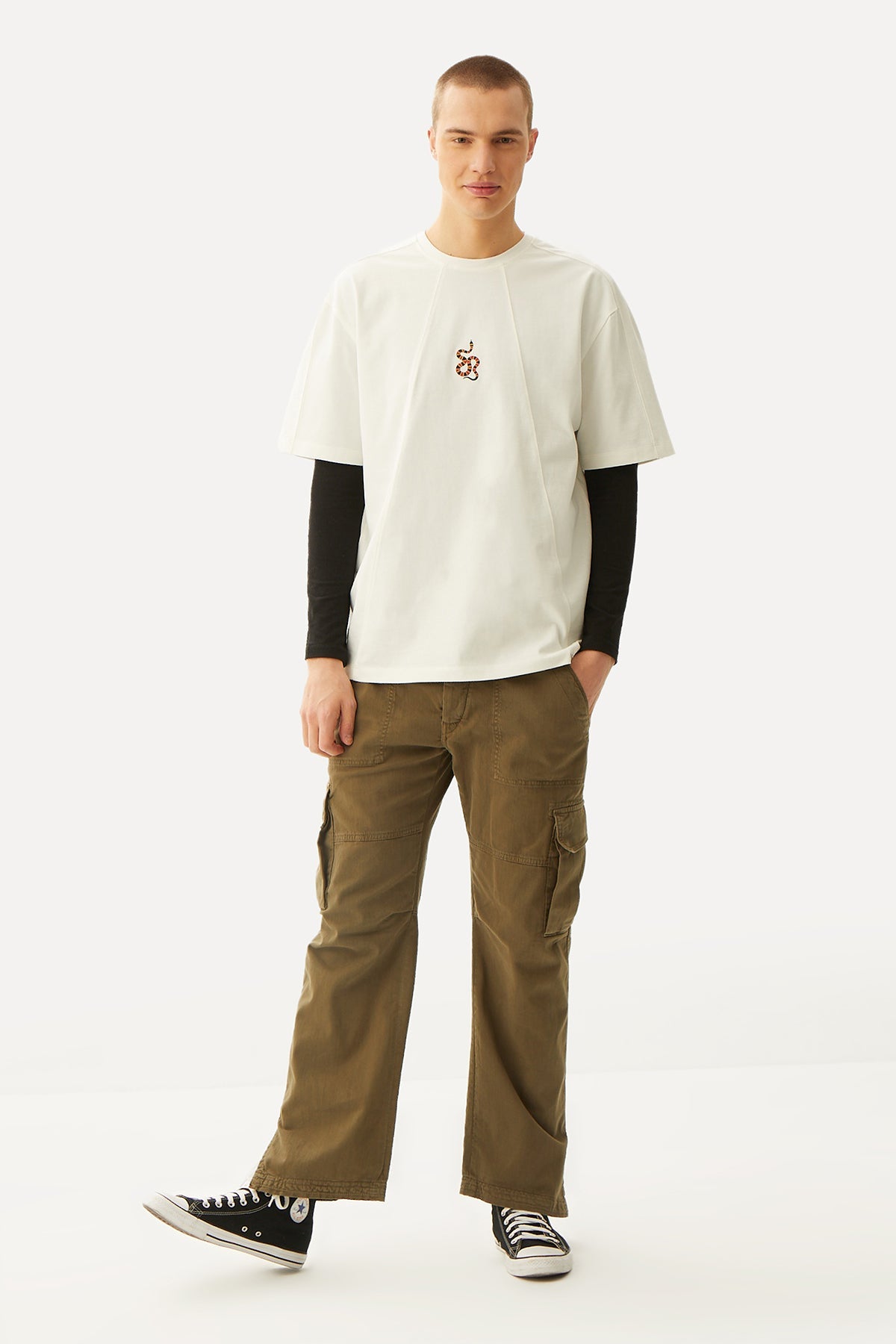 Coral Snake Oversize Premium T-Shirt - Ecru