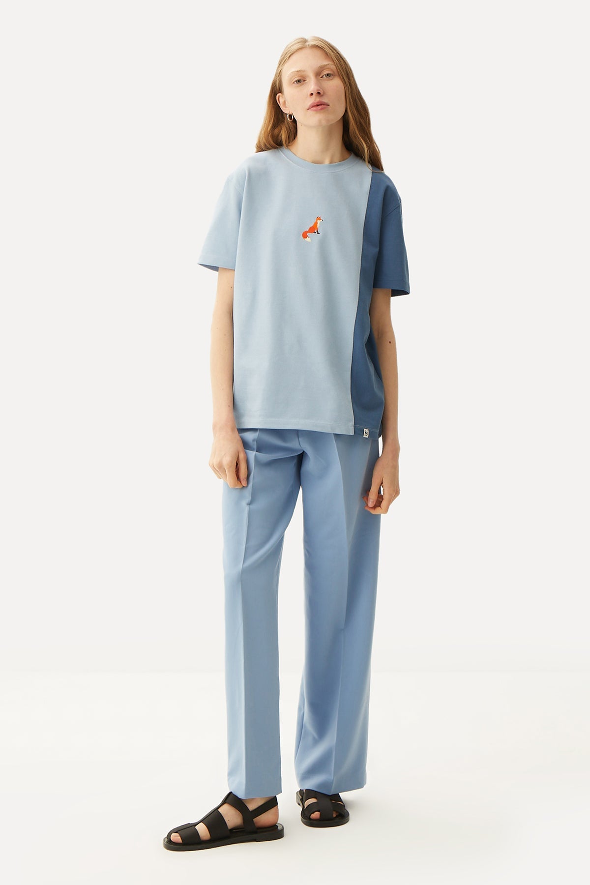Red Fox Colorblock T-Shirt - Light Blue