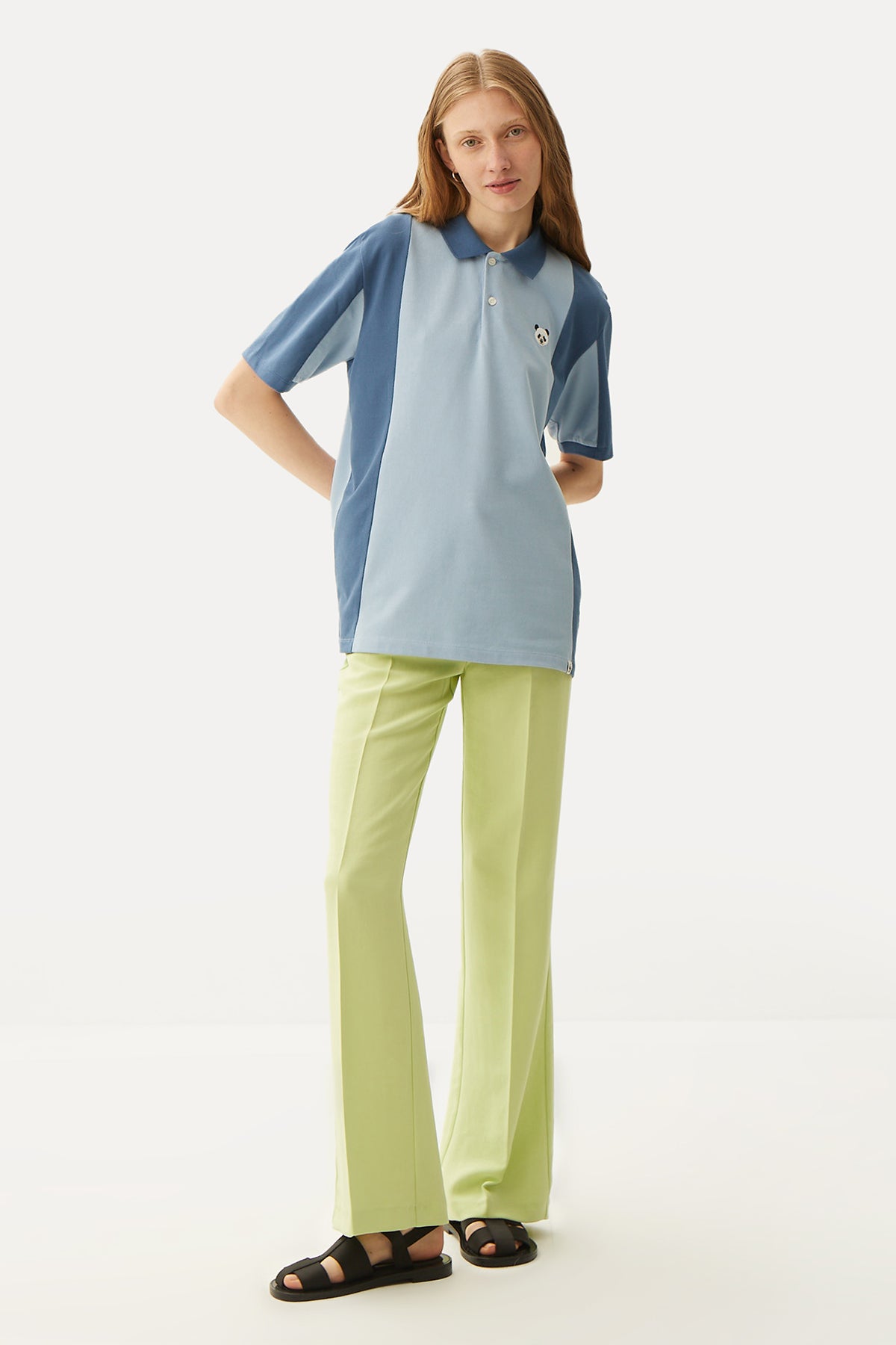 Panda Colorblock Polo T-Shirt - Blue