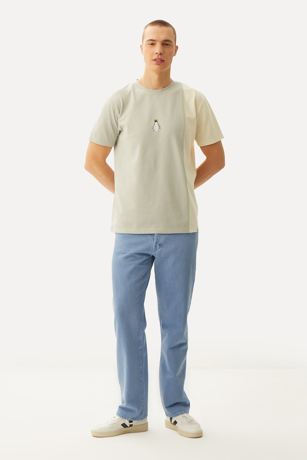 Southern Rockhopper Penguin Colorblock T-Shirt - Gray