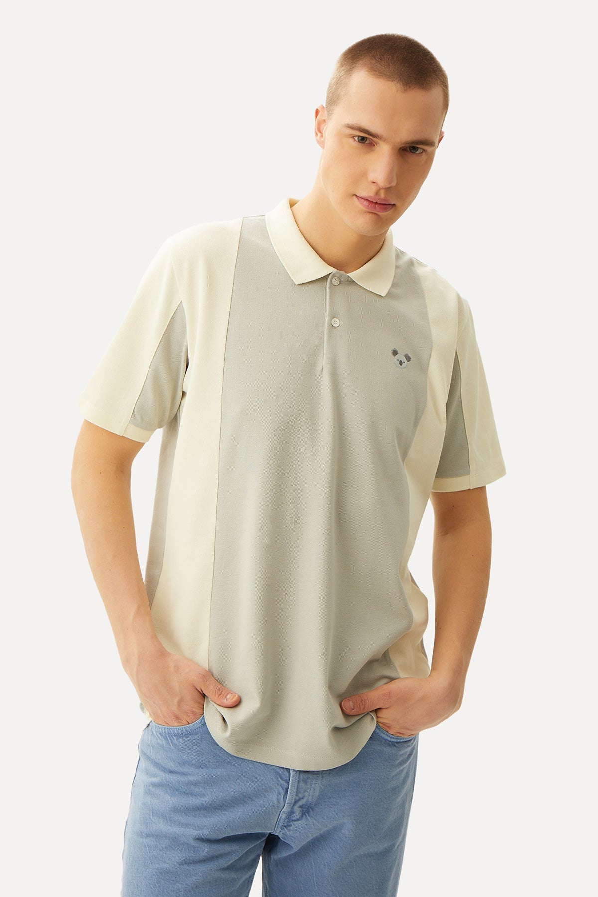 Koala Colorblock Polo T-Shirt - Gray