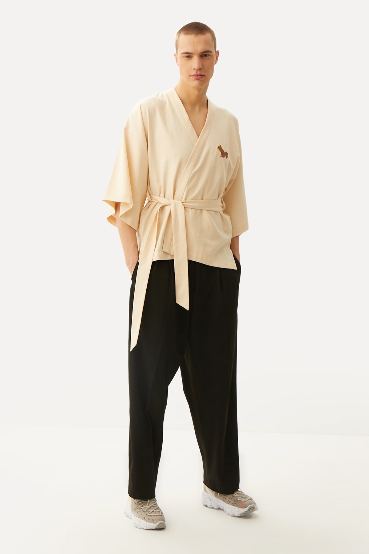 Squirrel Short Sleeve (TENCEL™) Kimono - Beige