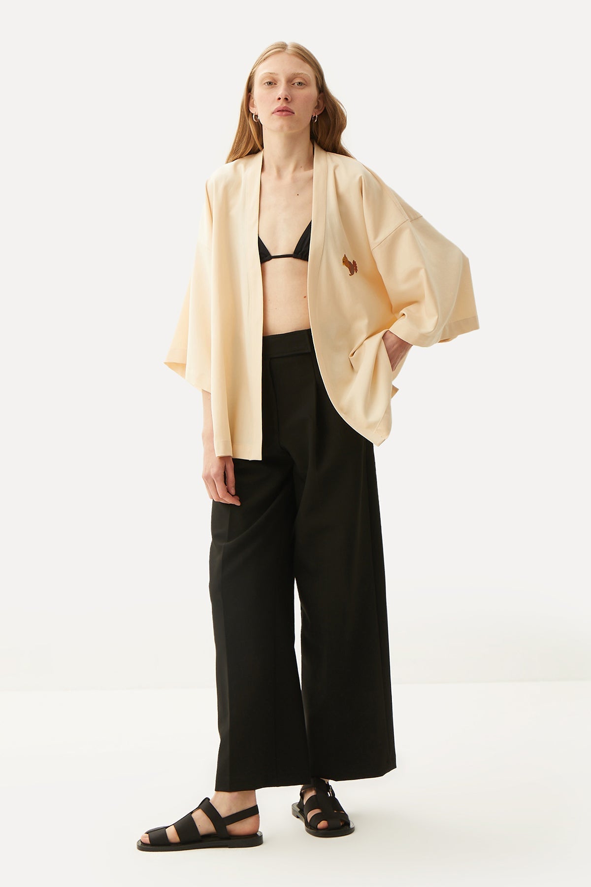 Squirrel Short Sleeve (TENCEL™) Kimono - Beige