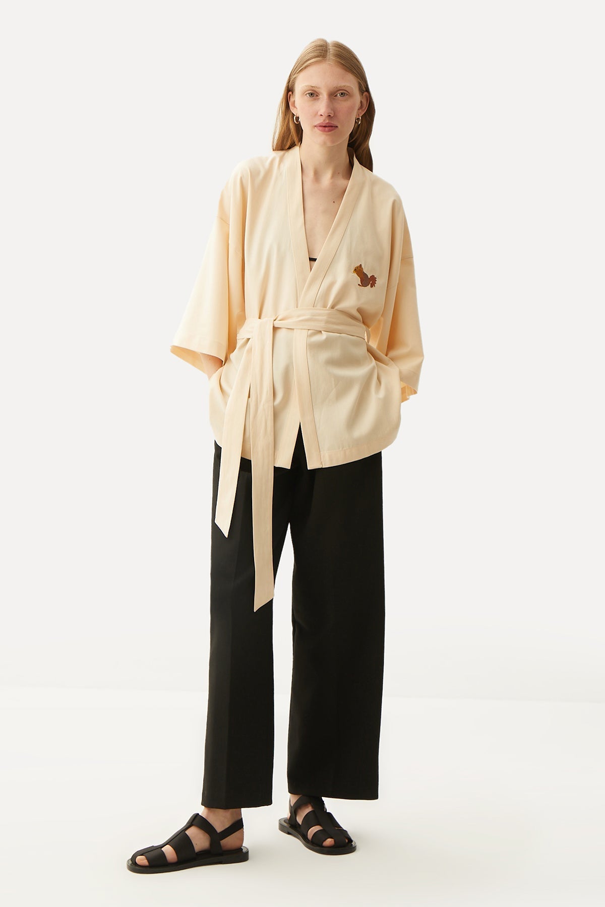 Squirrel Short Sleeve (TENCEL™) Kimono - Beige