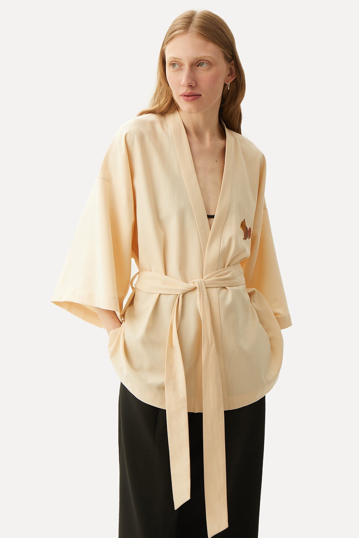 Squirrel Short Sleeve (TENCEL™) Kimono - Beige