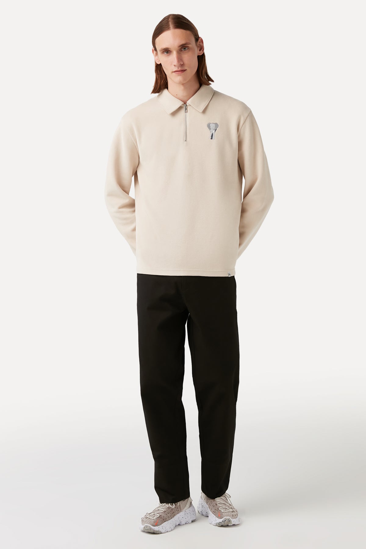Elephant Polo Neck Sweatshirt - Parchment Beige