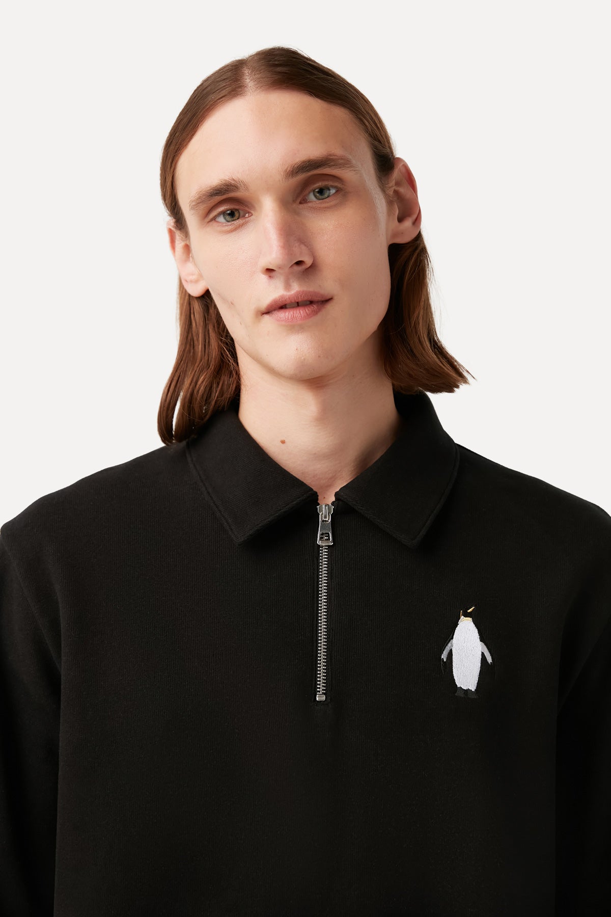 Emperor Penguin Polo Neck Sweatshirt - Black