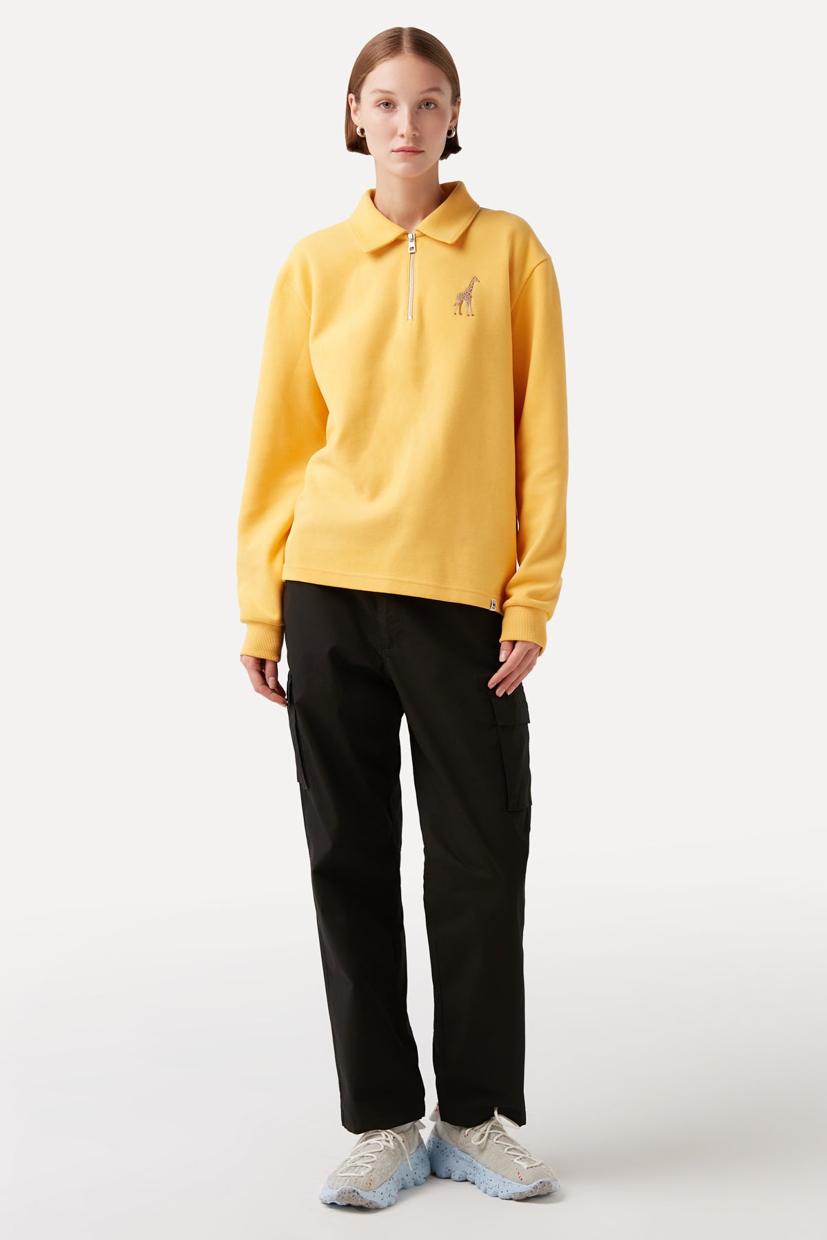 Giraffe Polo Neck Sweatshirt - Yellow