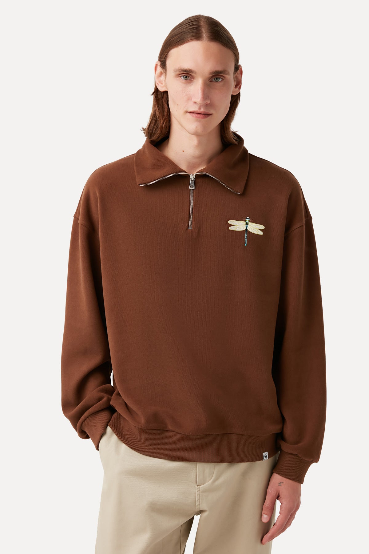 Dragonfly Q-Zip Sweatshirt - Brown