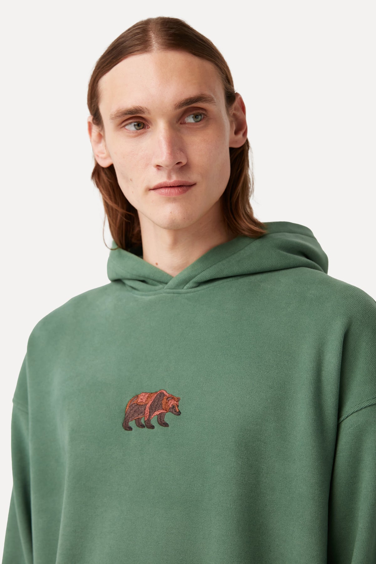 Brown Bear Hoodie - Aqua Green