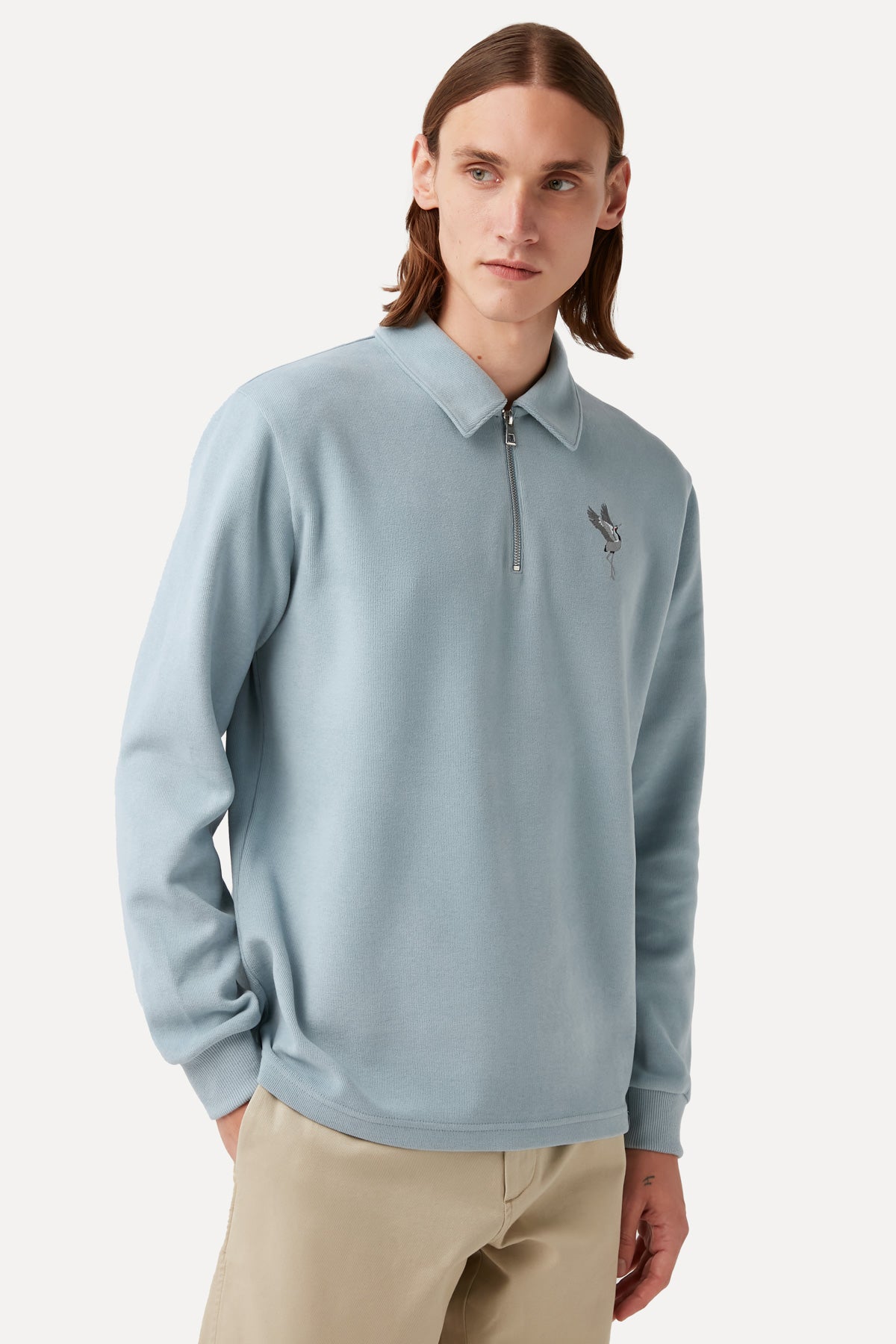 Crane Polo Neck Sweatshirt - Blue