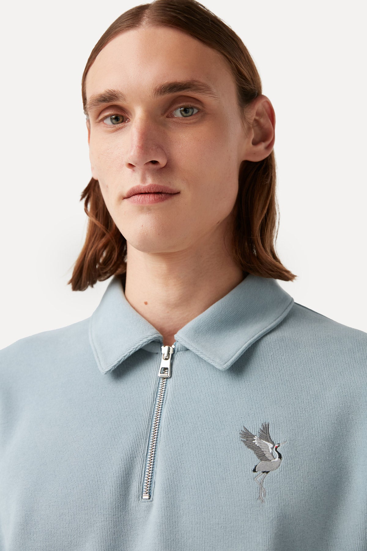 Crane Polo Neck Sweatshirt - Blue