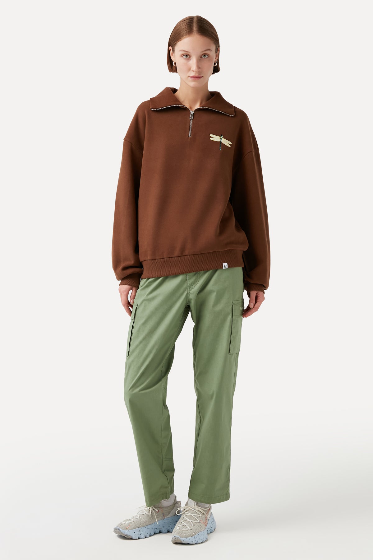 Dragonfly Q-Zip Sweatshirt - Brown