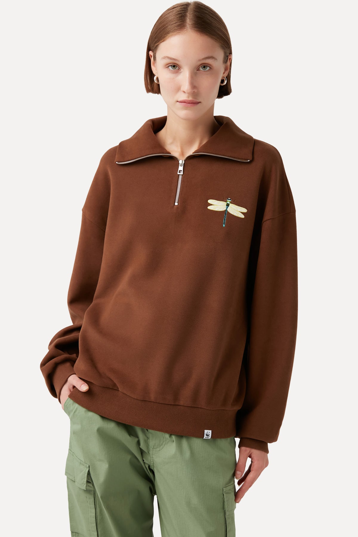 Dragonfly Q-Zip Sweatshirt - Brown
