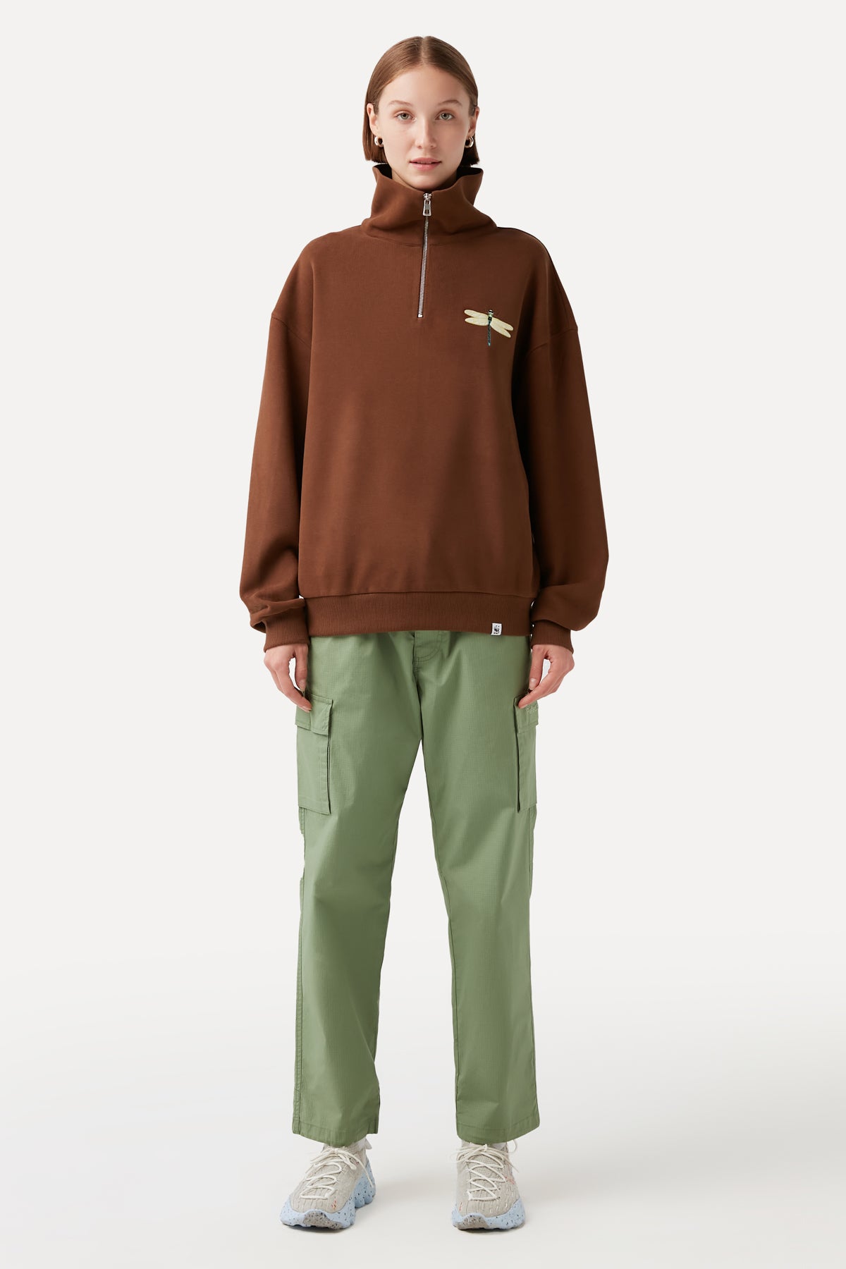 Dragonfly Q-Zip Sweatshirt - Brown