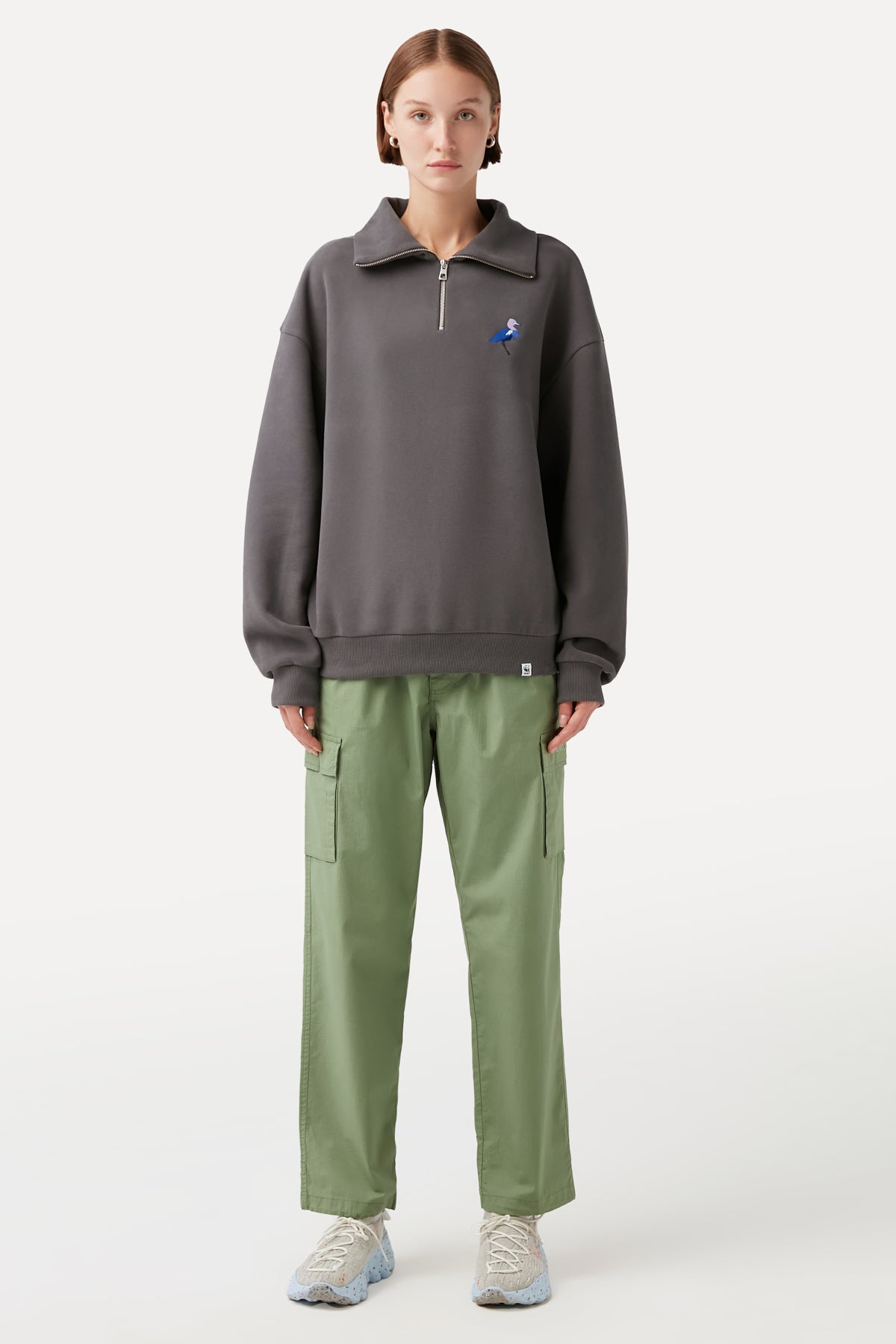 Little Blue Heron Q-Zip Sweatshirt - Dark Gray