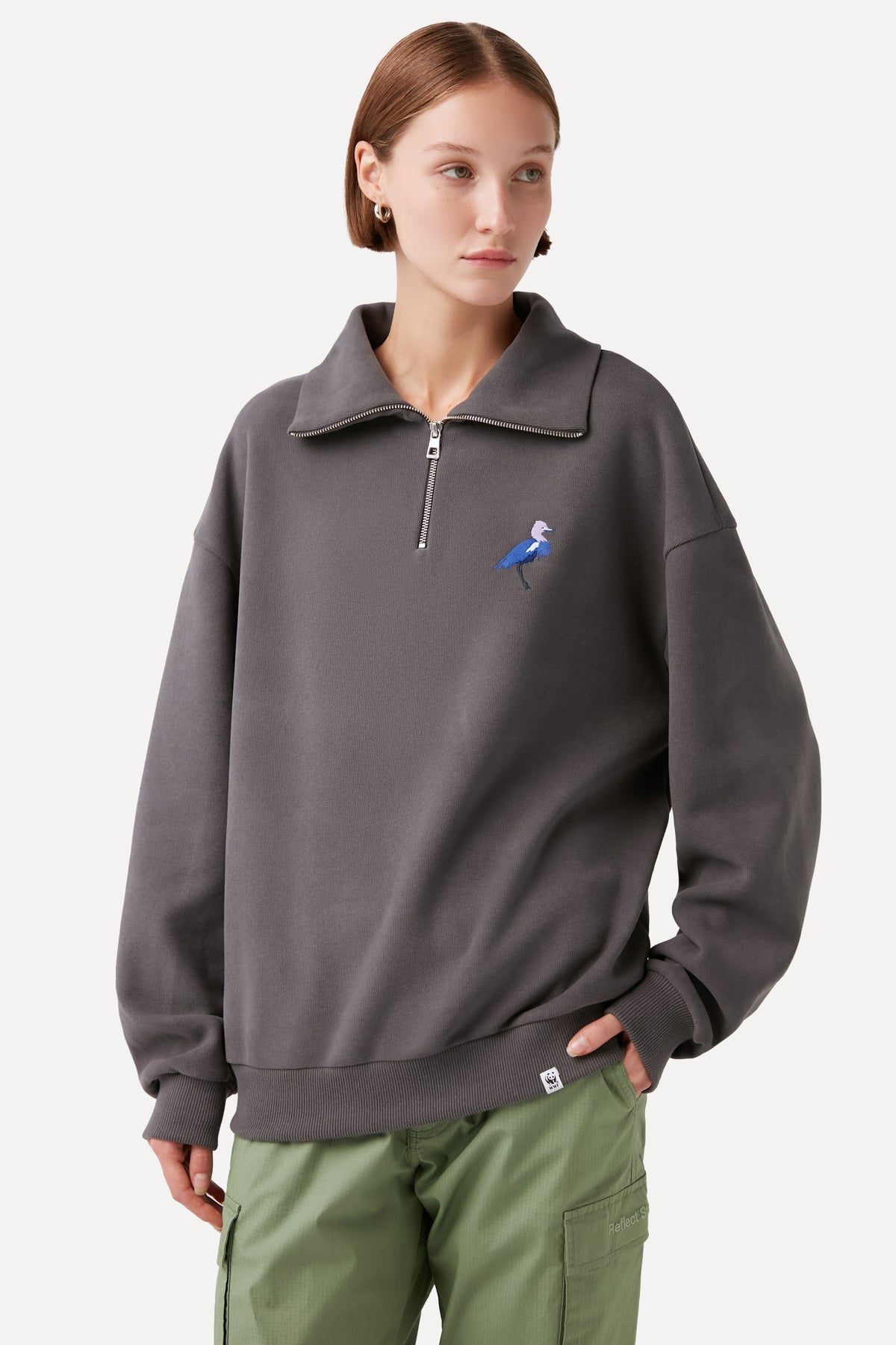 Little Blue Heron Q-Zip Sweatshirt - Dark Gray