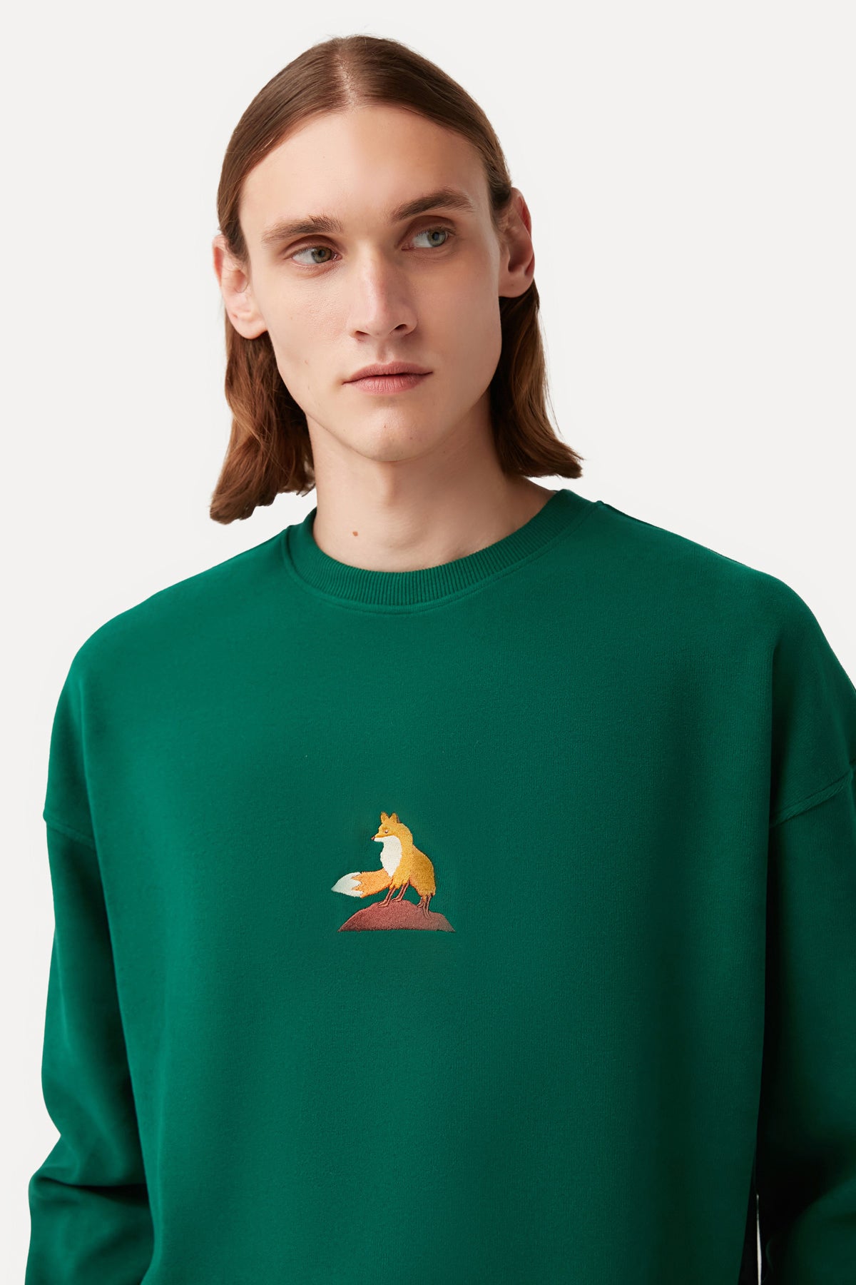 Red Fox Sweatshirt - Dark Green