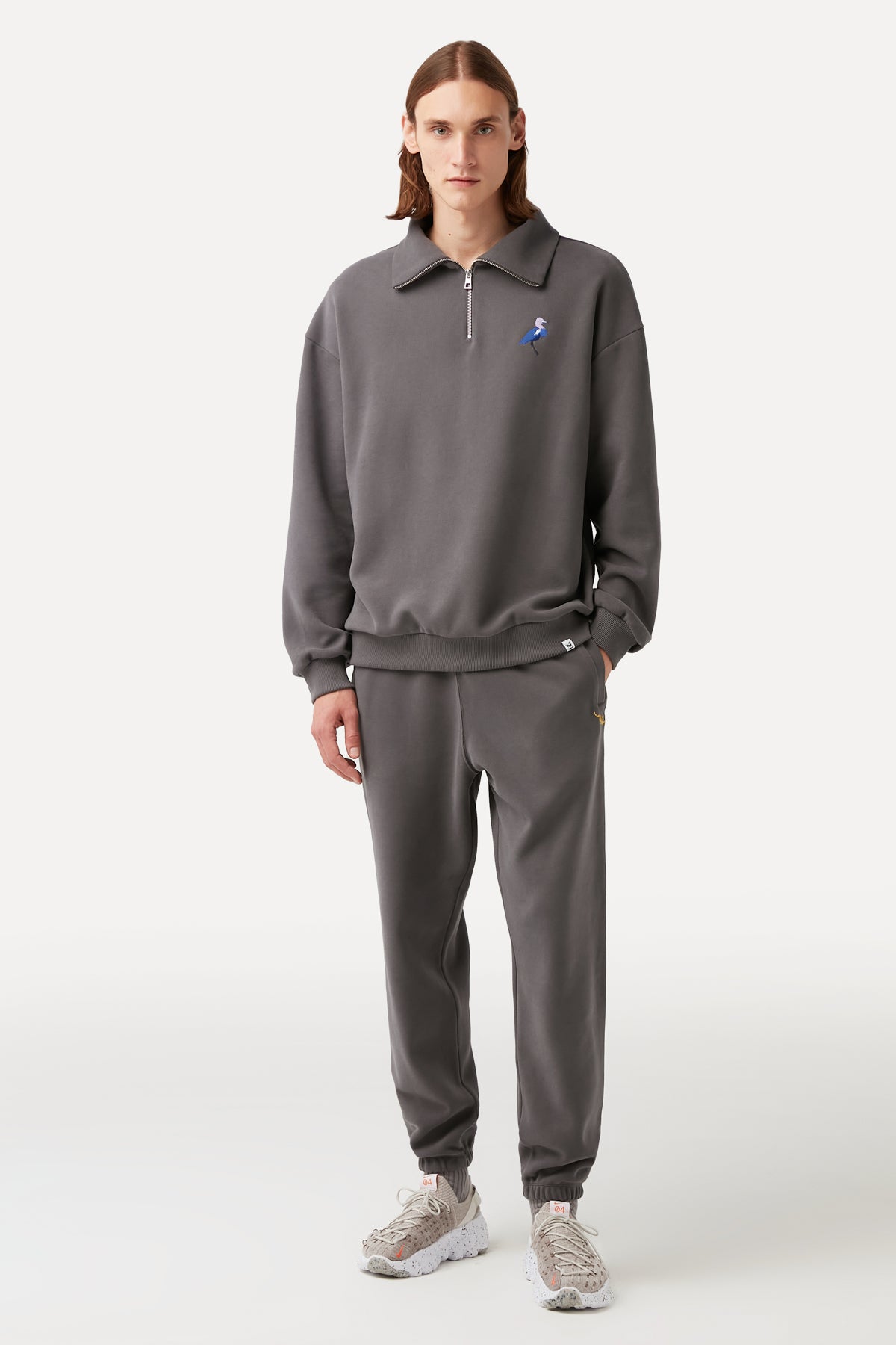 Little Blue Heron Q-Zip Sweatshirt - Dark Gray