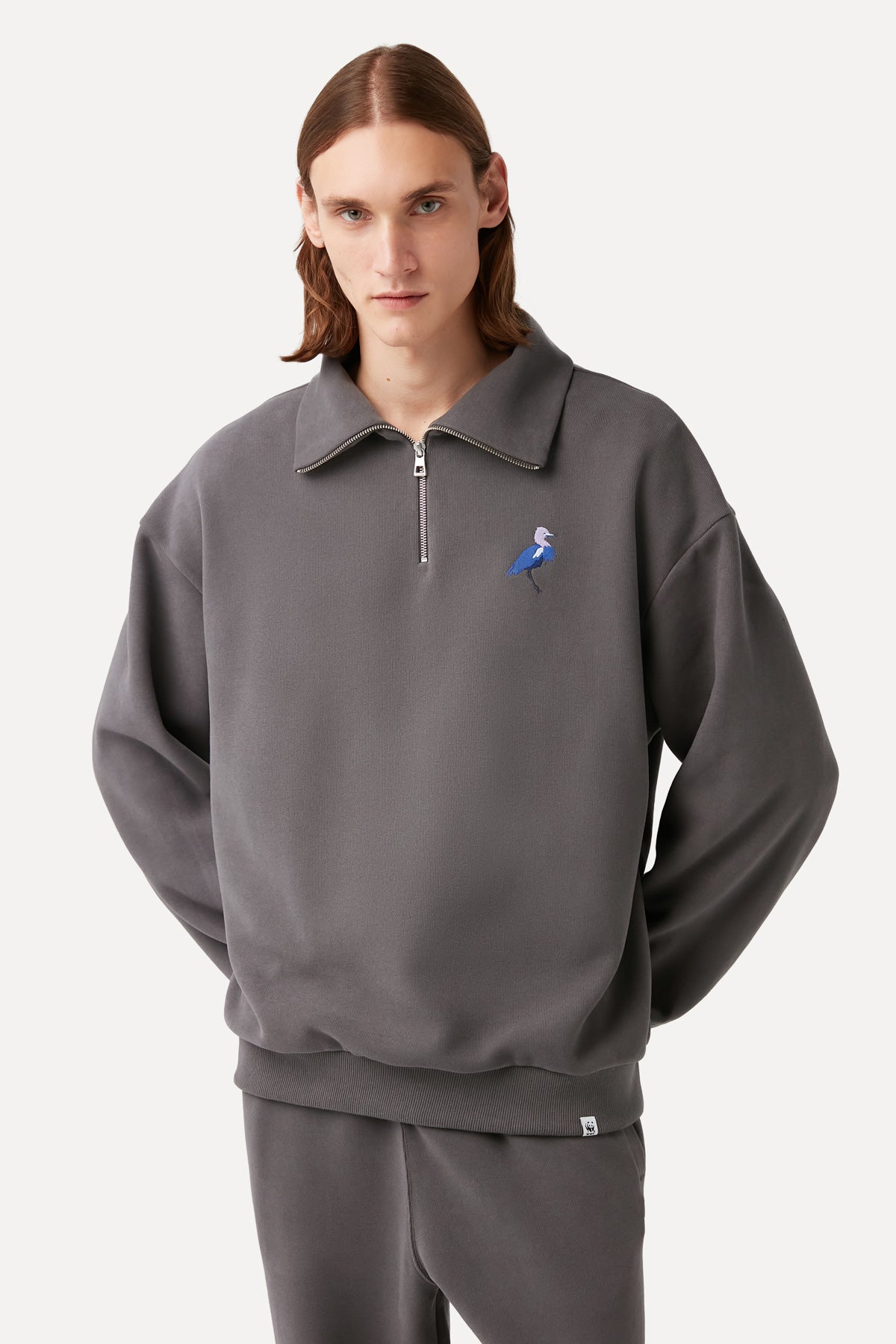 Little Blue Heron Q-Zip Sweatshirt - Dark Gray