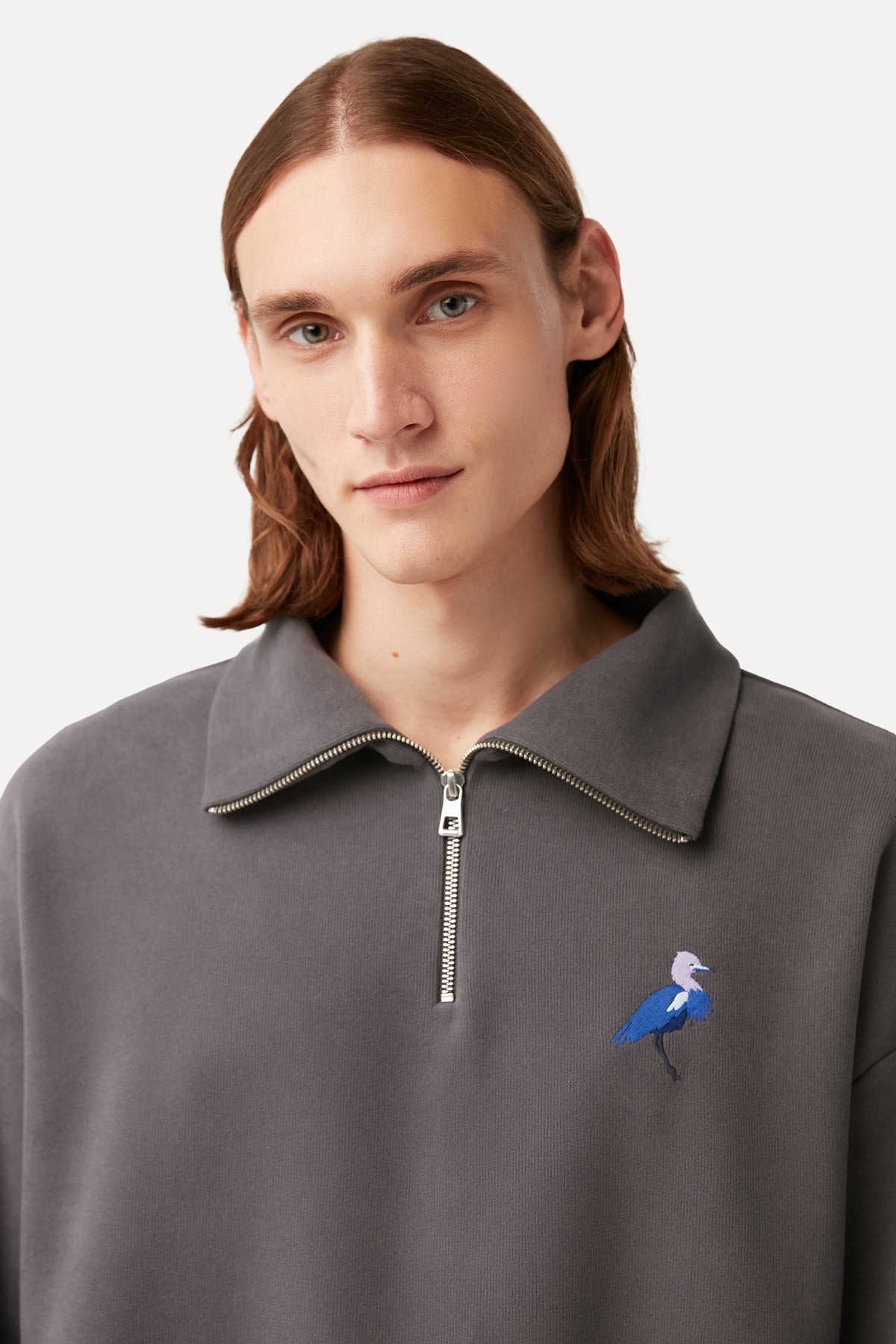 Little Blue Heron Q-Zip Sweatshirt - Dark Gray