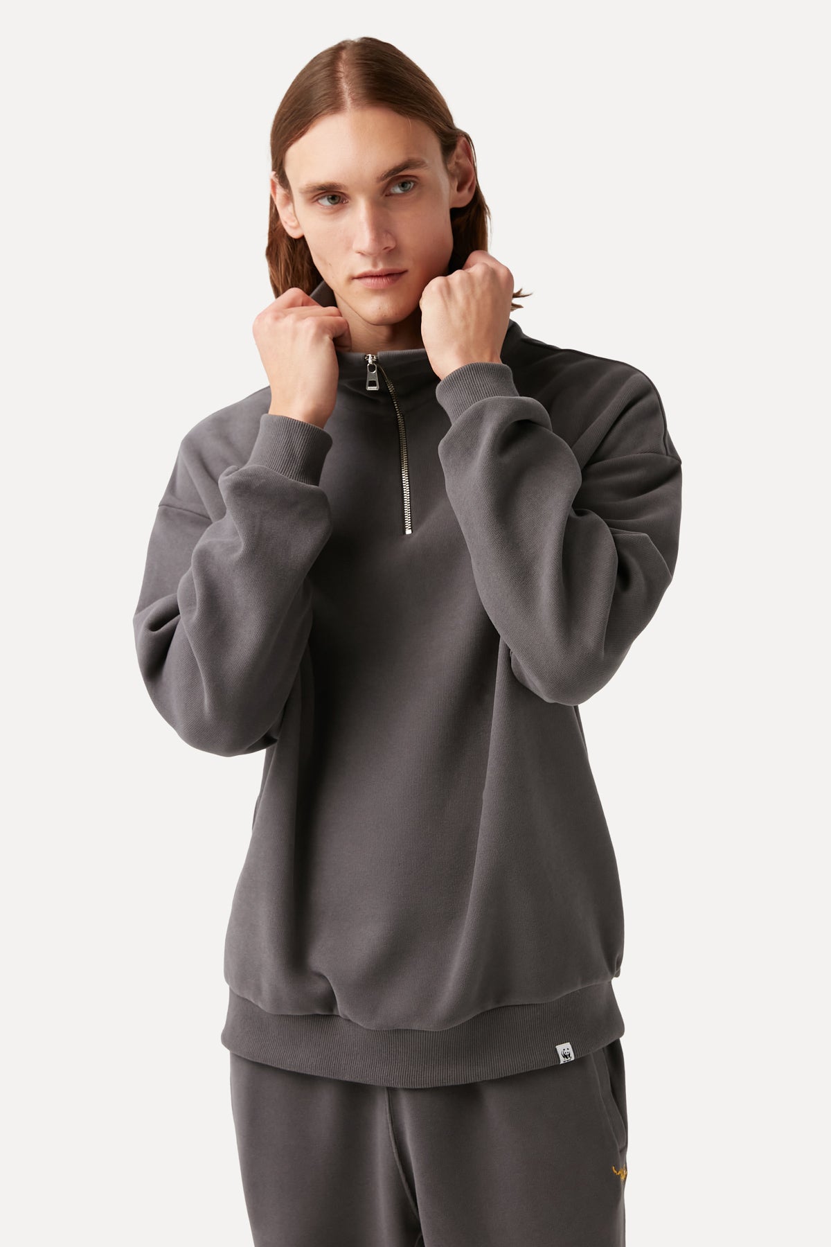 Little Blue Heron Q-Zip Sweatshirt - Dark Gray