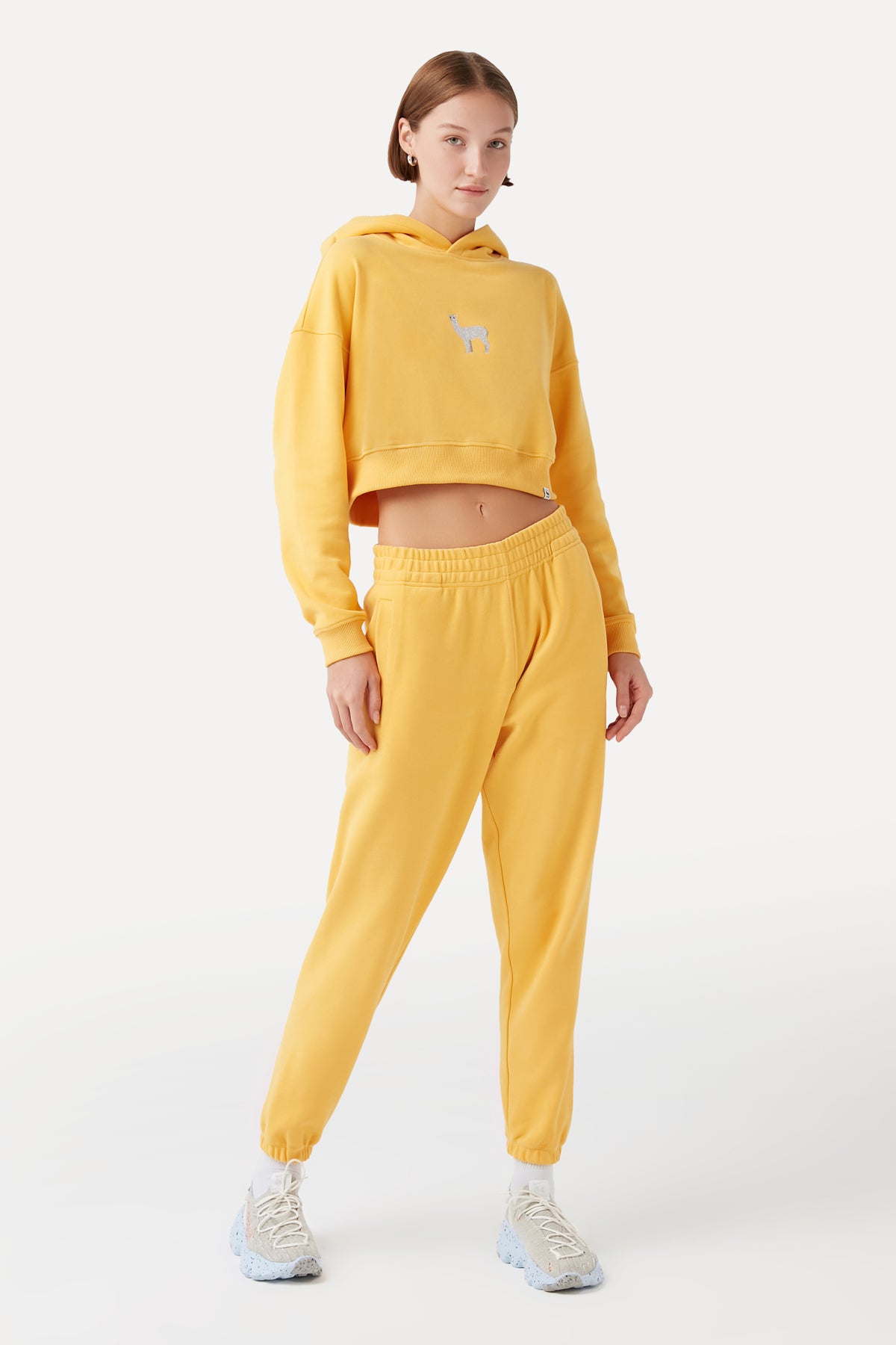 Lama Crop Hoodie - Yellow