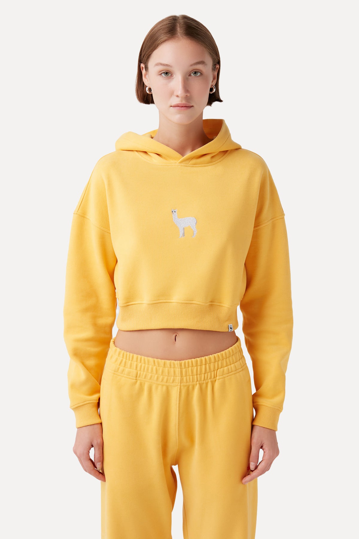 Lama Crop Hoodie - Yellow