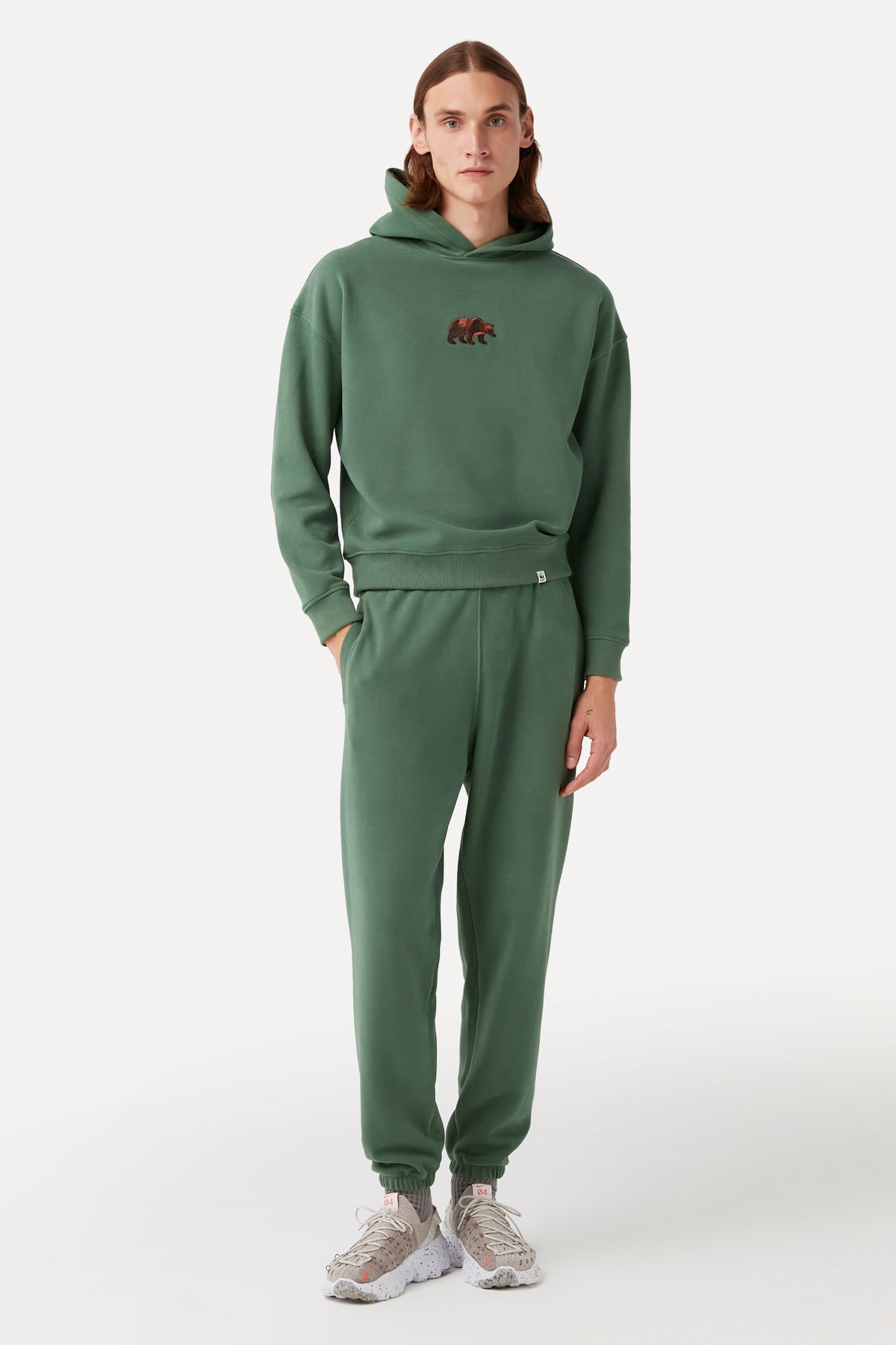 Brown Bear Hoodie - Aqua Green