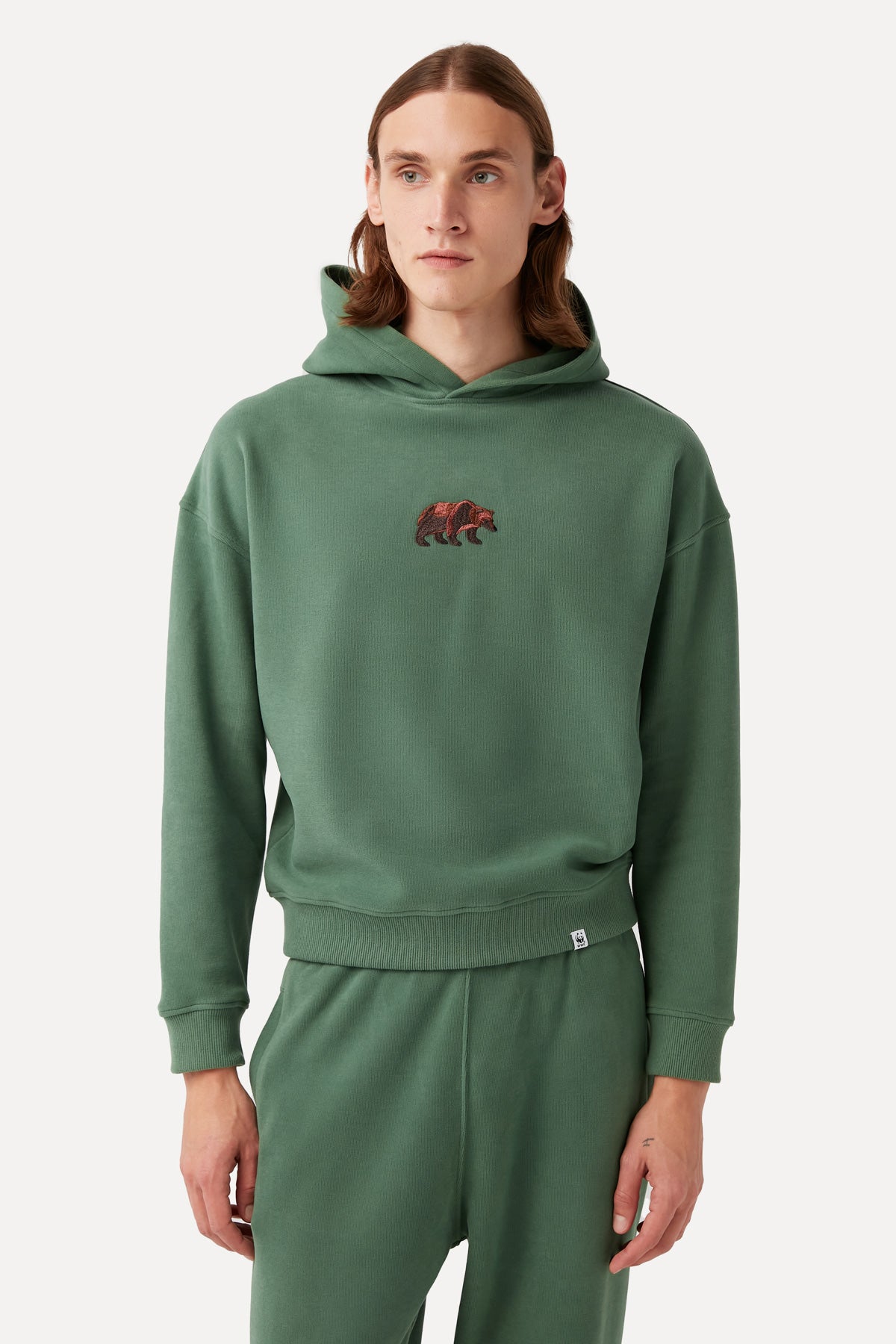 Brown Bear Hoodie - Aqua Green
