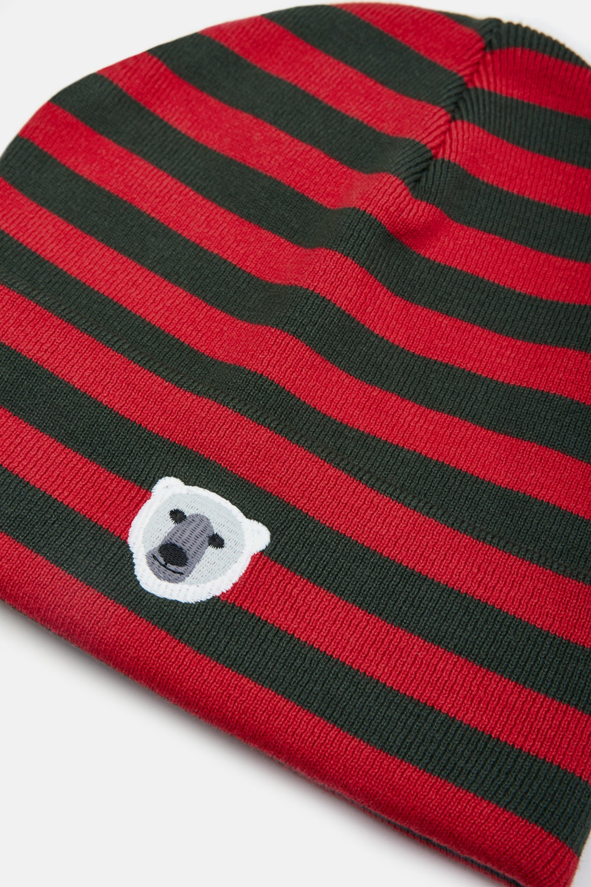 Polar Bear Striped Beanie - Khaki