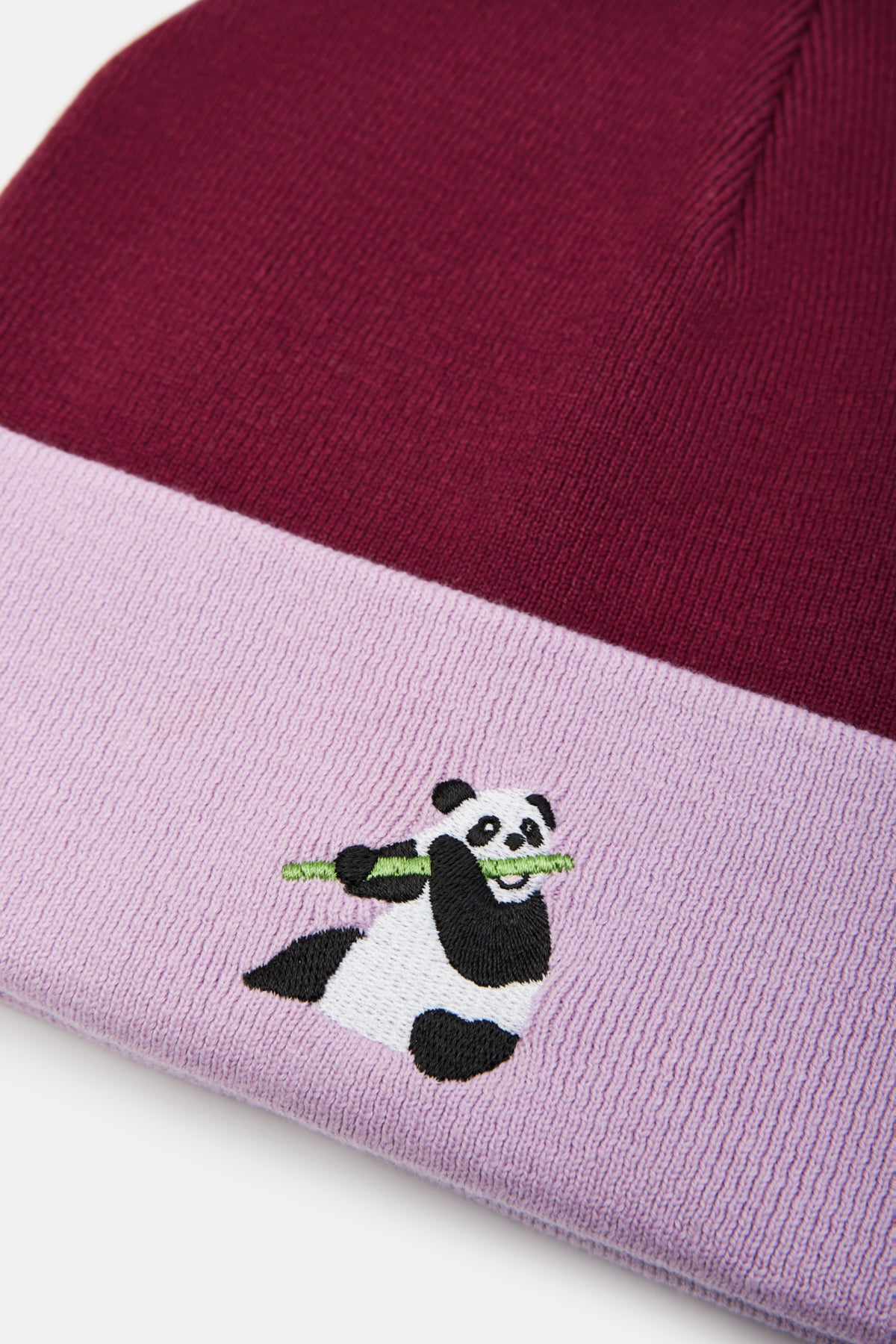 Giant Panda Beanie - Burgundy/Lilac