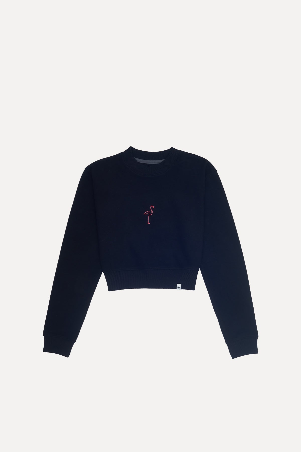 Flamingo Crop Sweatshirt - Black