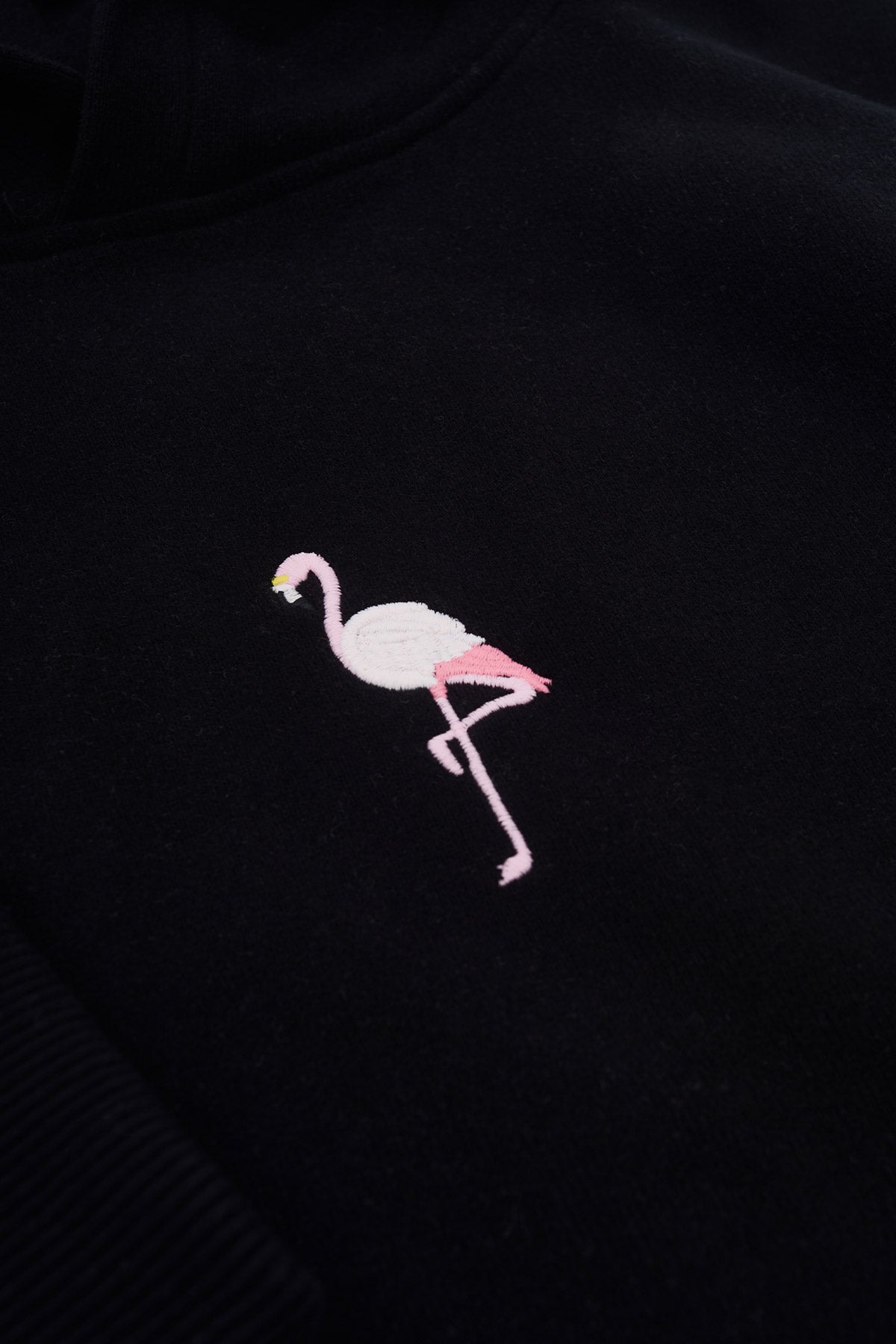 Flamingo Crop Hoodie - Black