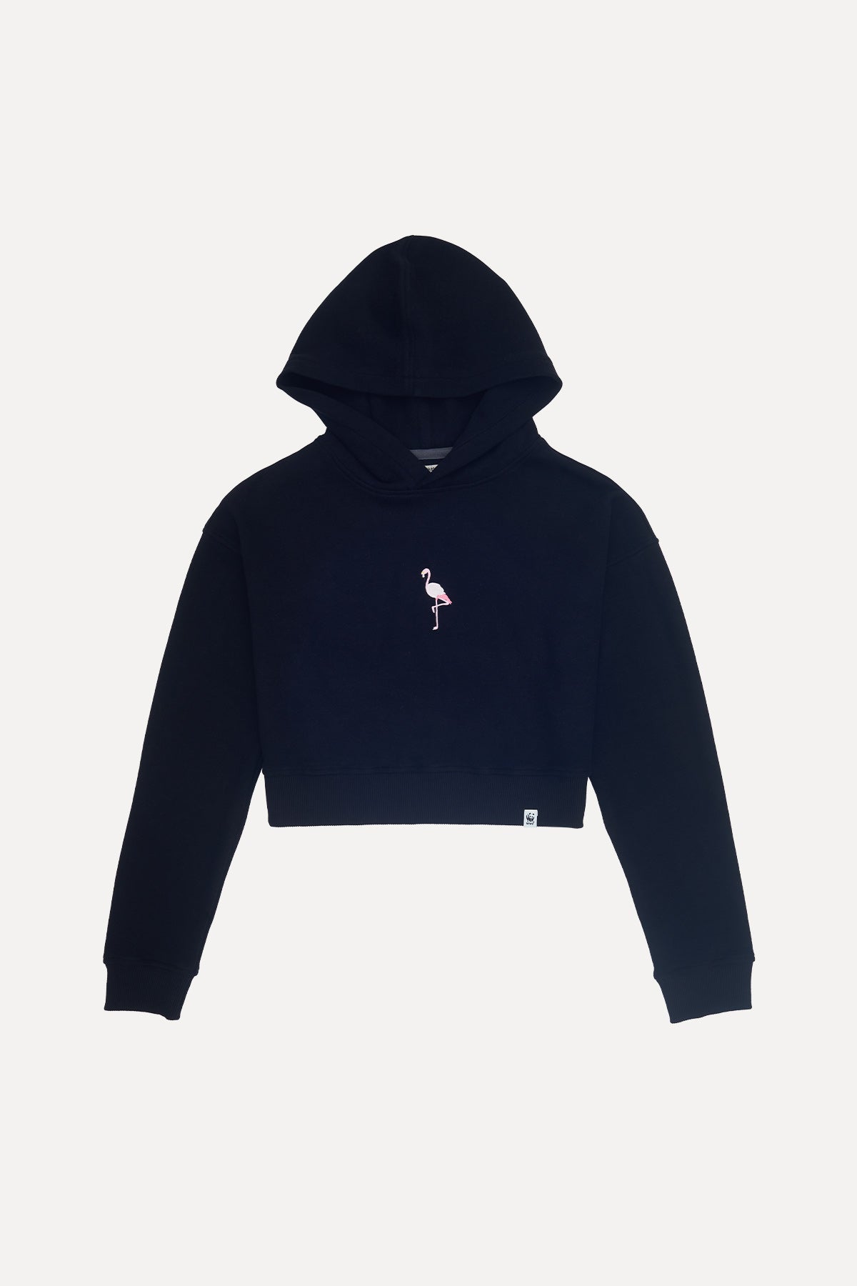 Flamingo Crop Hoodie - Black