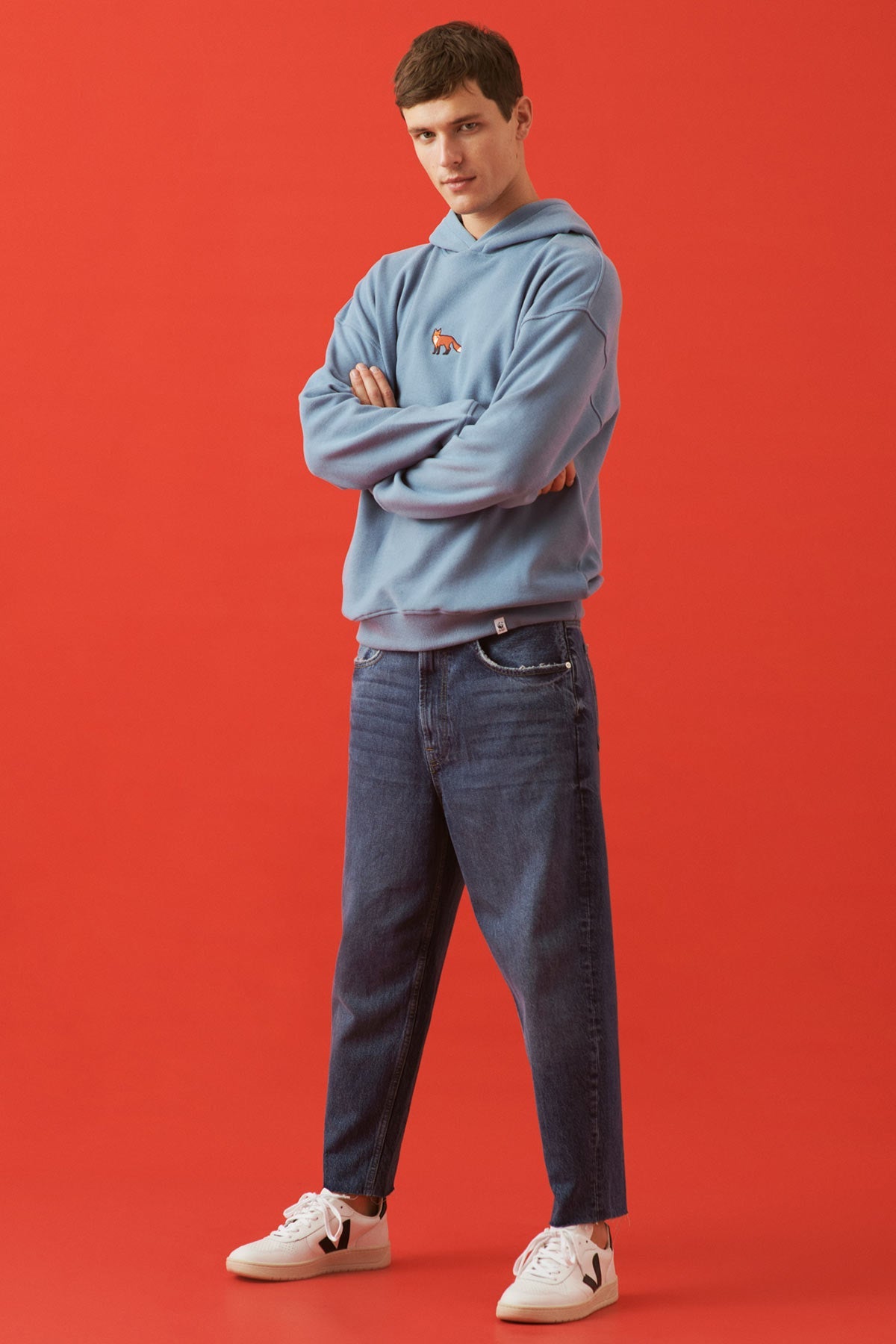 Red Fox Hoodie - Blue