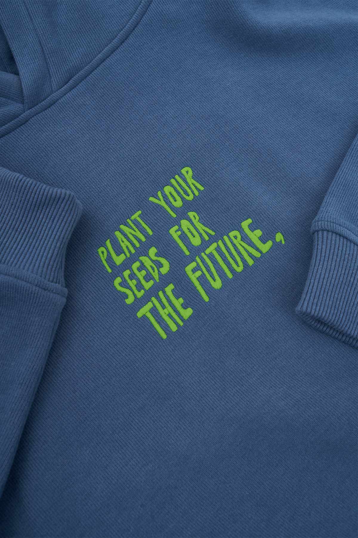 Lar Seeds Crop Hoodie - Flint Blue