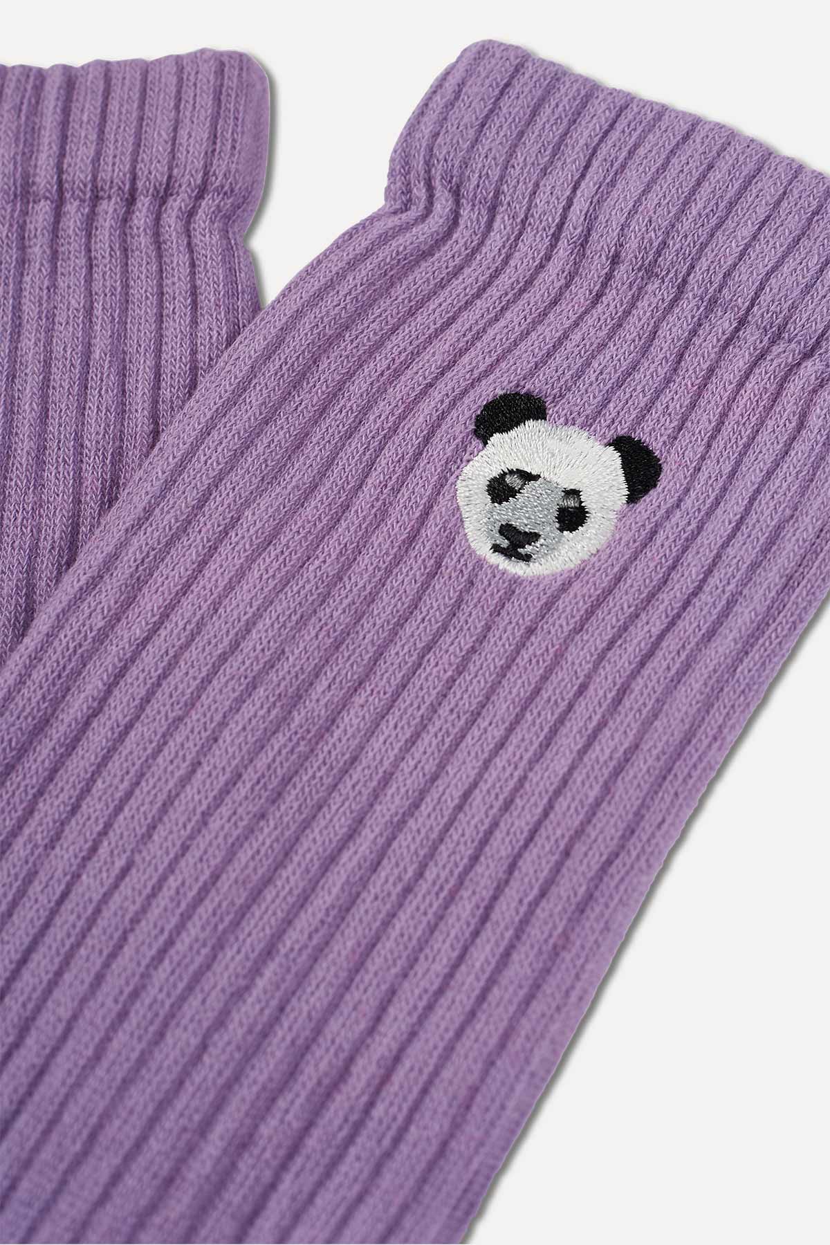 Panda Towel Socks - Lilac