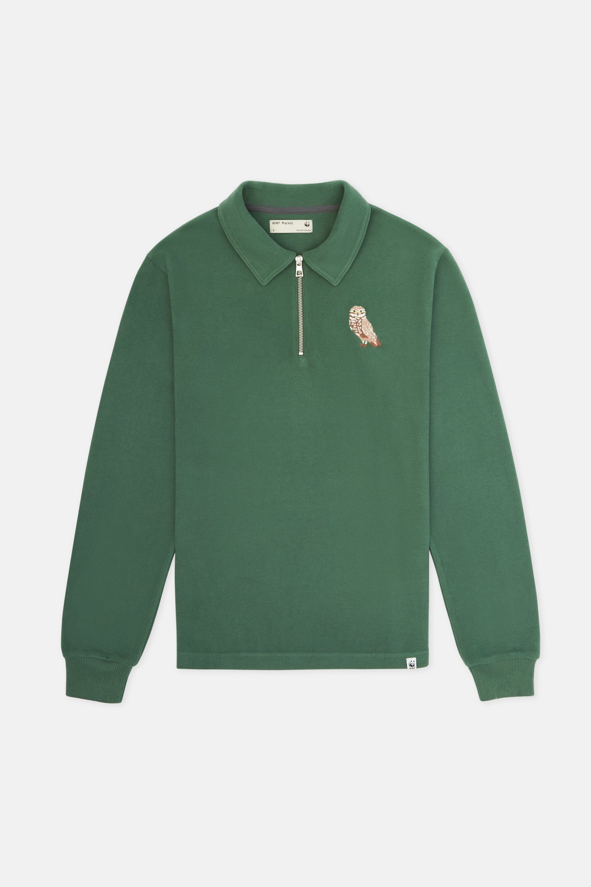 Burrowing Owl Polo Neck Sweatshirt - Green