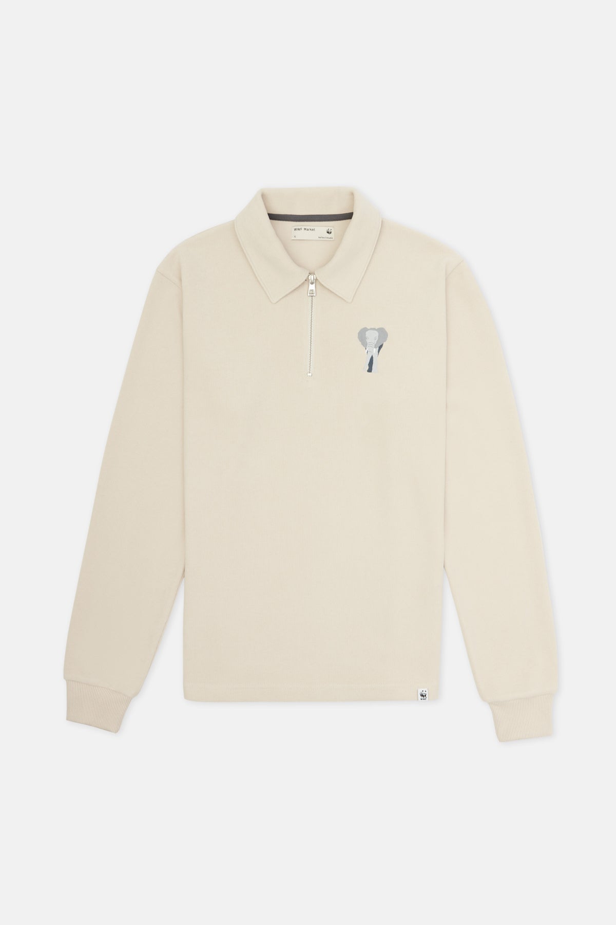 Elephant Polo Neck Sweatshirt - Parchment Beige