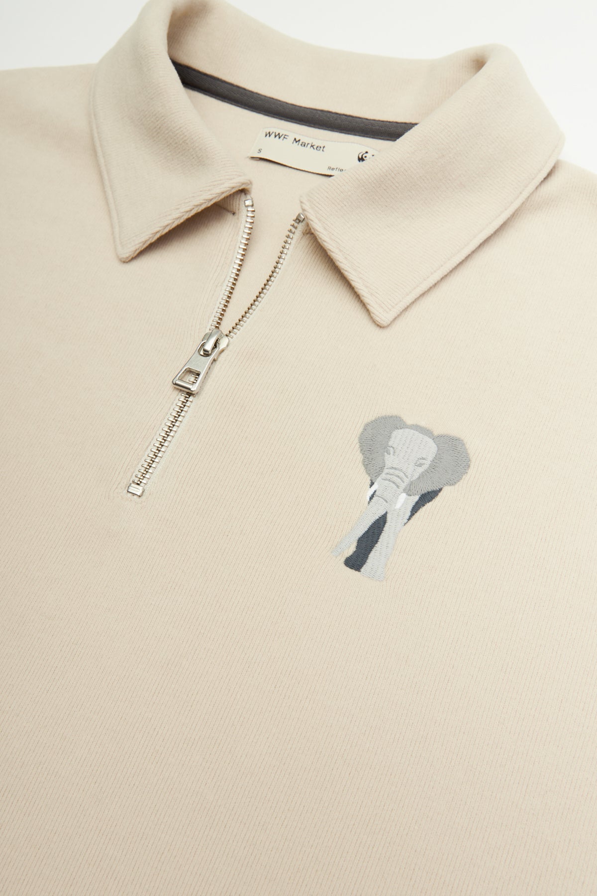 Elephant Polo Neck Sweatshirt - Parchment Beige